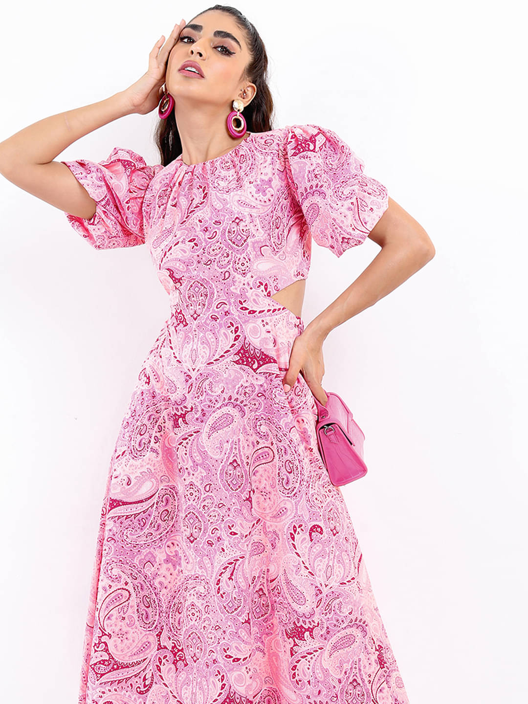     			Tokyo Talkies Women Polyester Solid Fit & Flare Dress ( Pink )