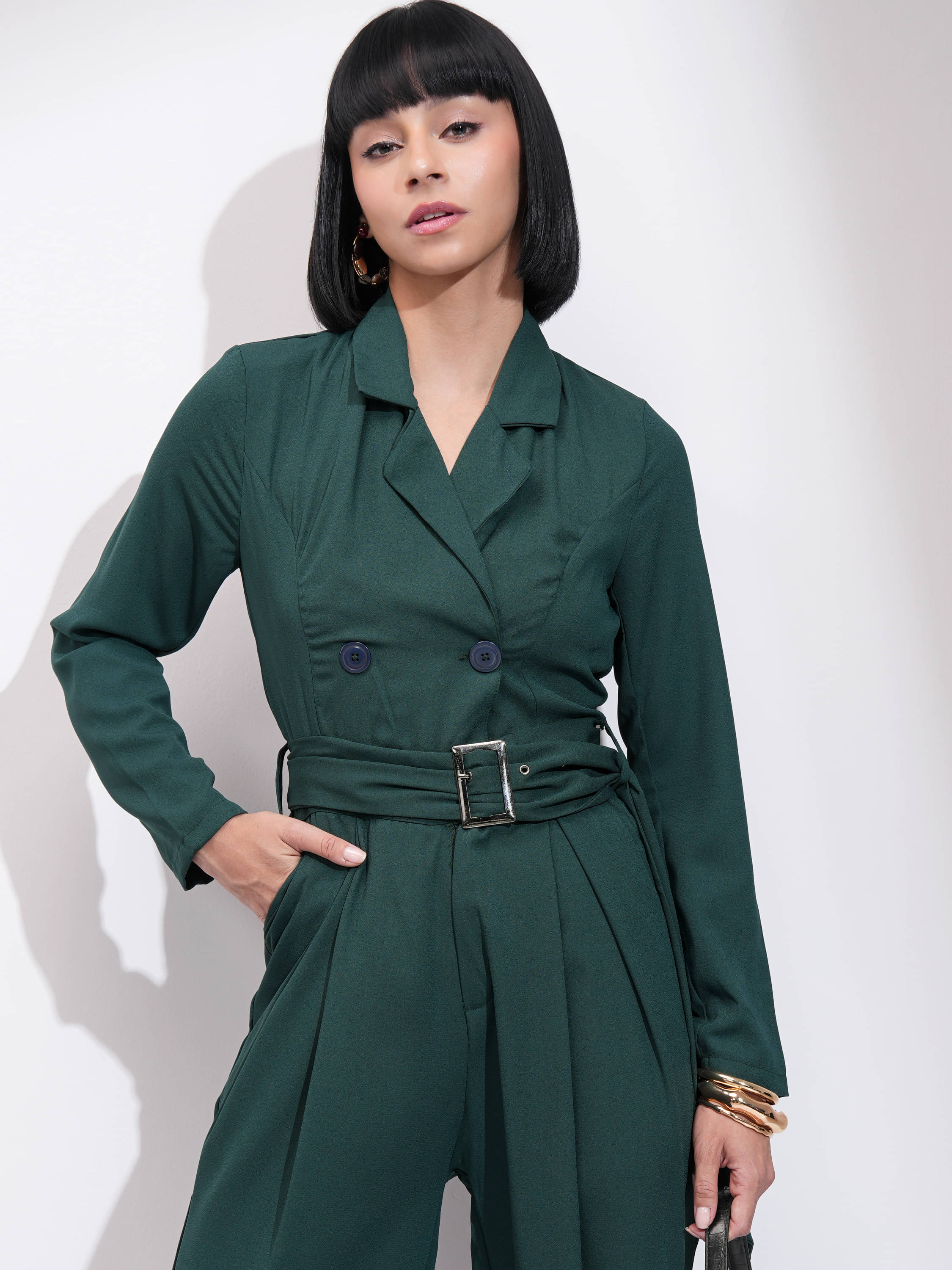    			Tokyo Talkies Women Solid Polyester Jumpsuit ( Green )