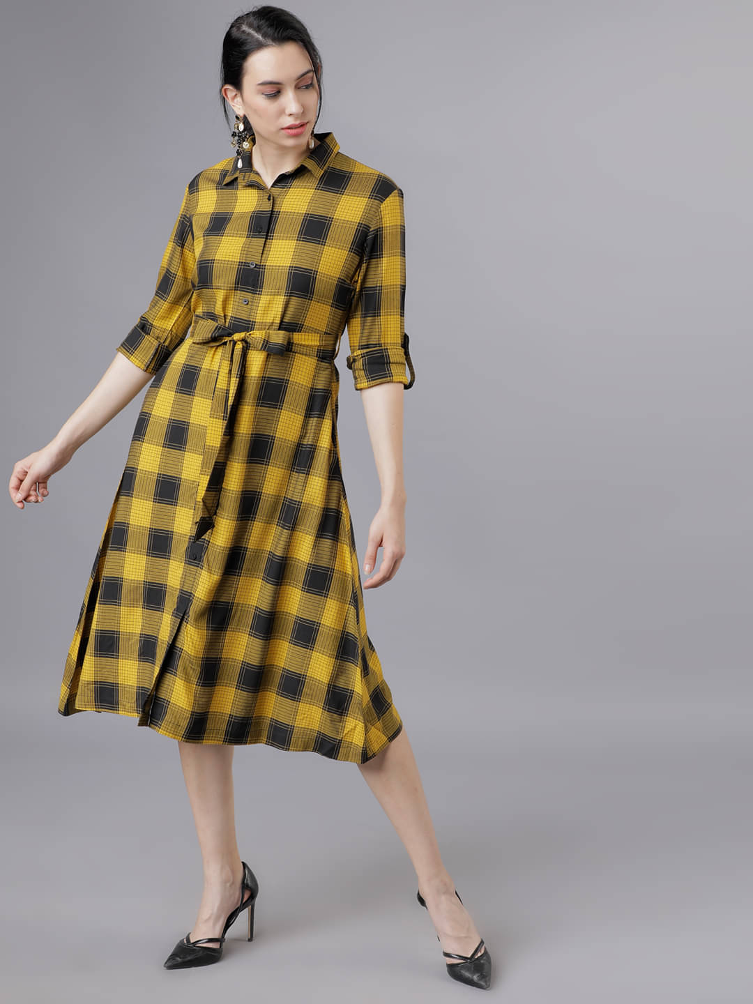 Tokyo Talkies Women Viscose Checks Shirt Dress ( Multi Color ) Tokyo Talkies Women Viscose Checks Shirt Dress ( Multi Color )