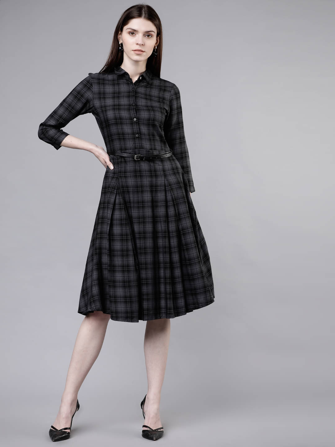     			Tokyo Talkies Women Viscose Checks Shirt Dress ( Multi Color )