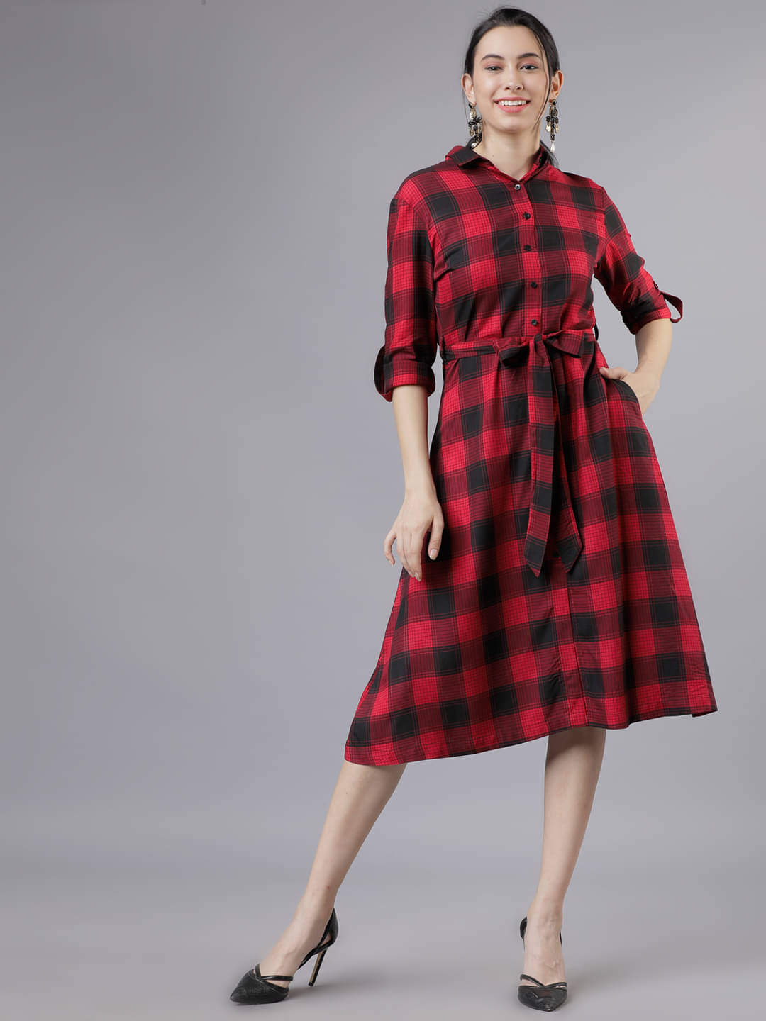 Tokyo Talkies Women Viscose Checks Shirt Dress ( Multi Color ) Tokyo Talkies Women Viscose Checks Shirt Dress ( Multi Color )