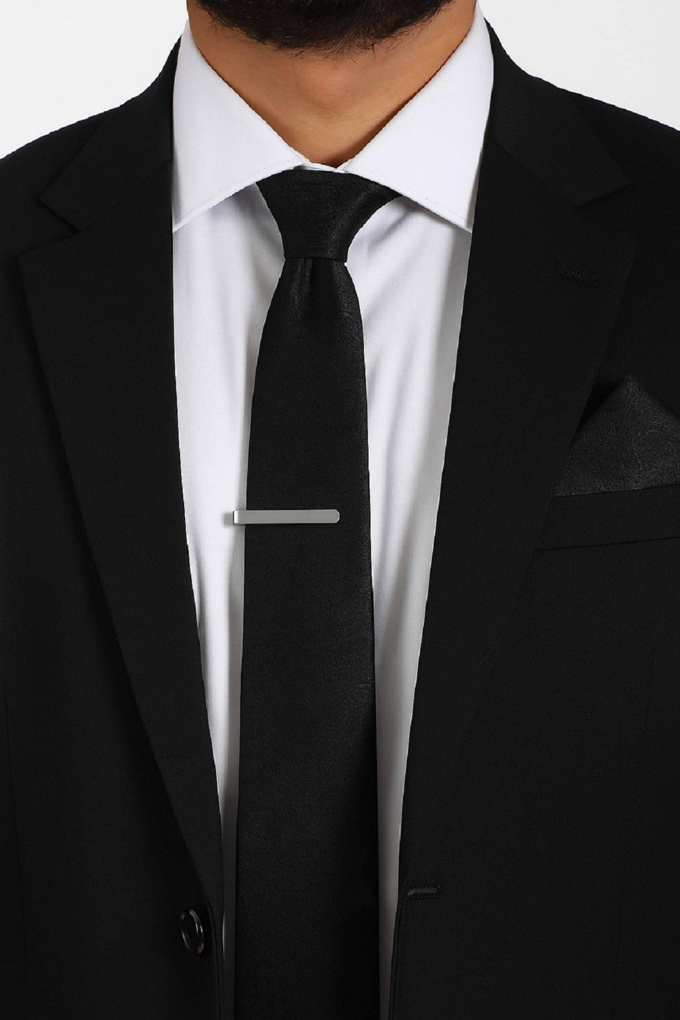     			ZITTI Black Abstract Silk Combo