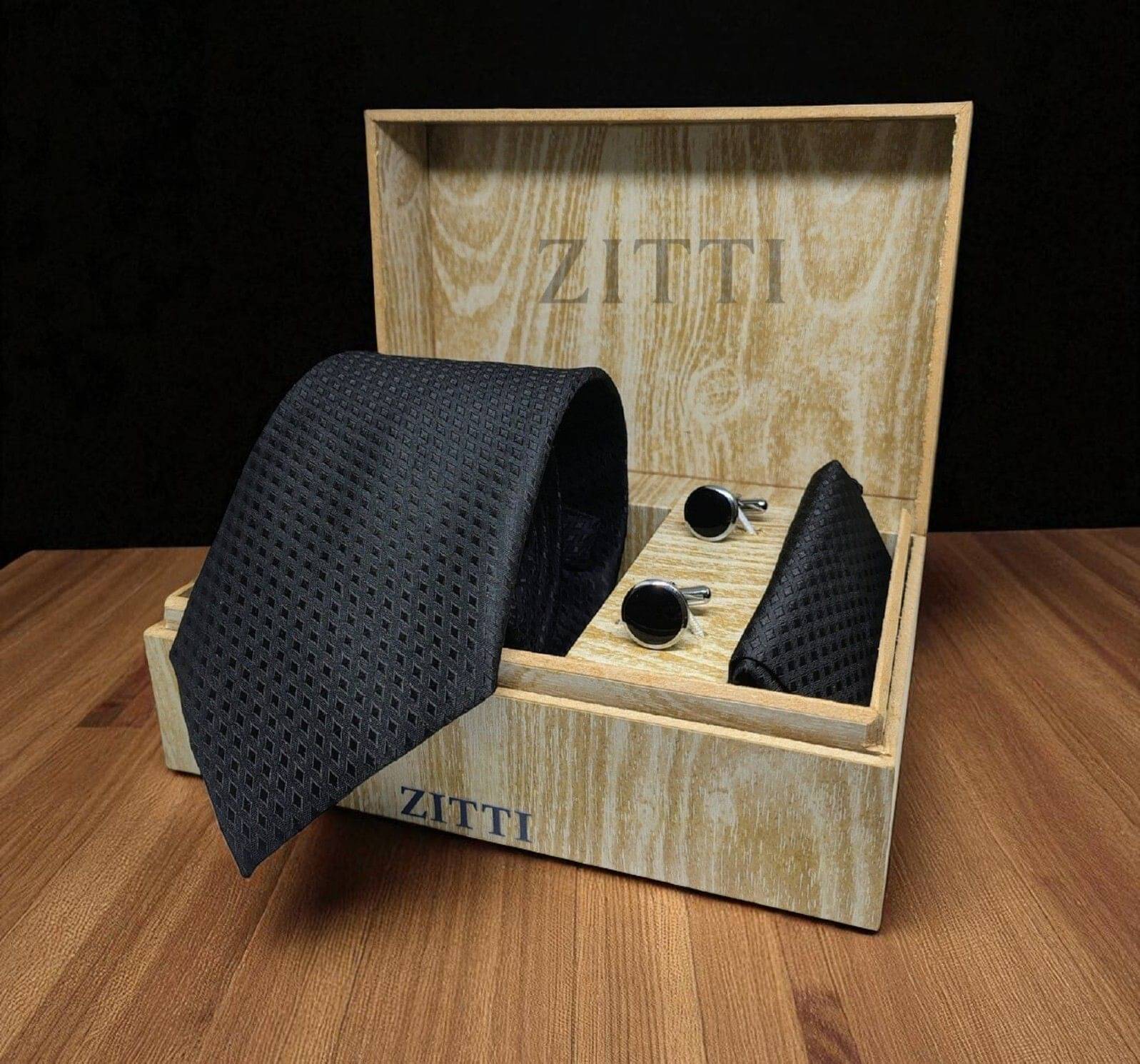     			ZITTI Black Abstract Silk Combo