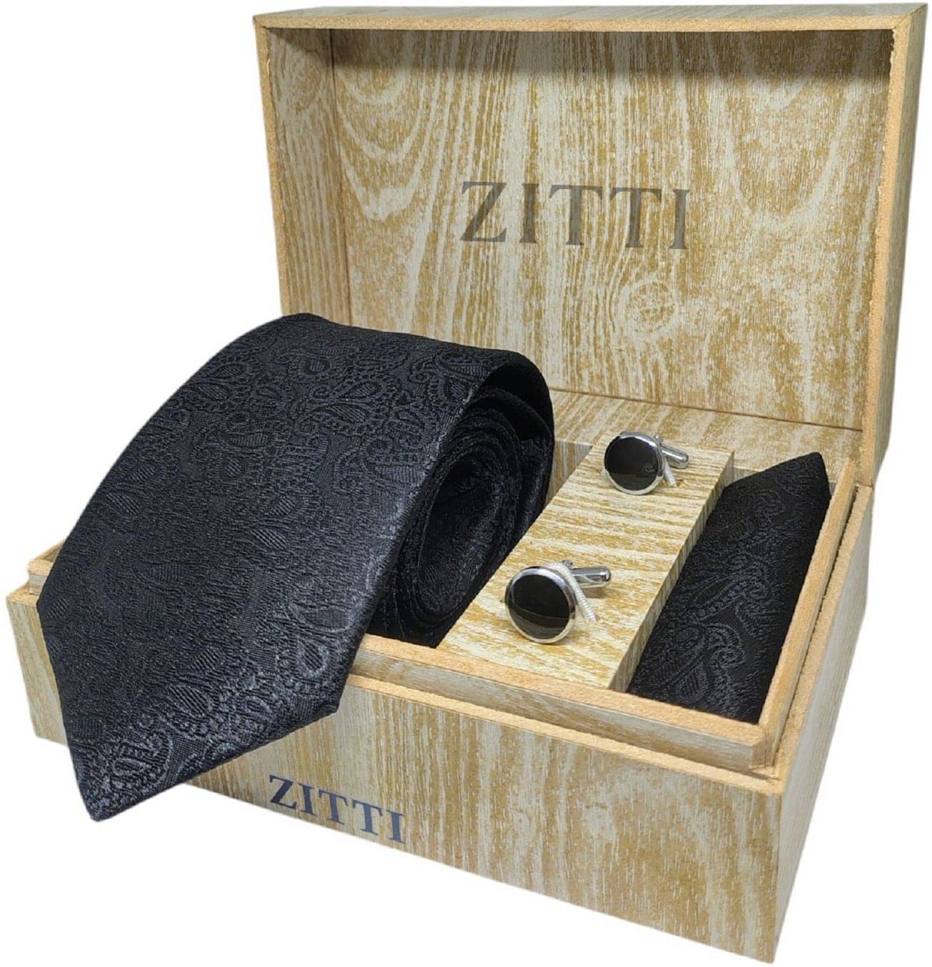     			ZITTI Black Abstract Silk Combo