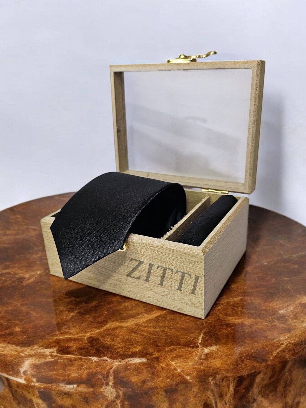     			ZITTI Black Plain Silk Combo