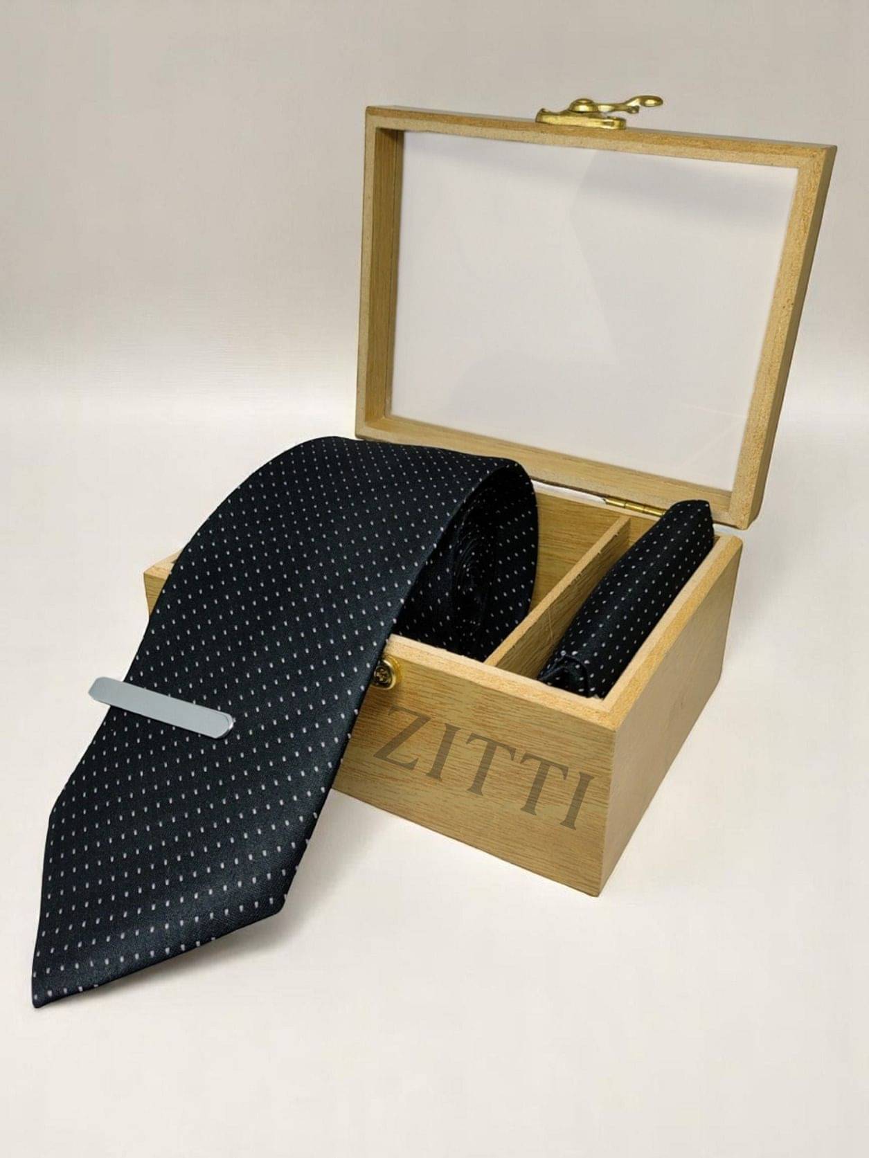     			ZITTI Black Polka Dots Silk Combo