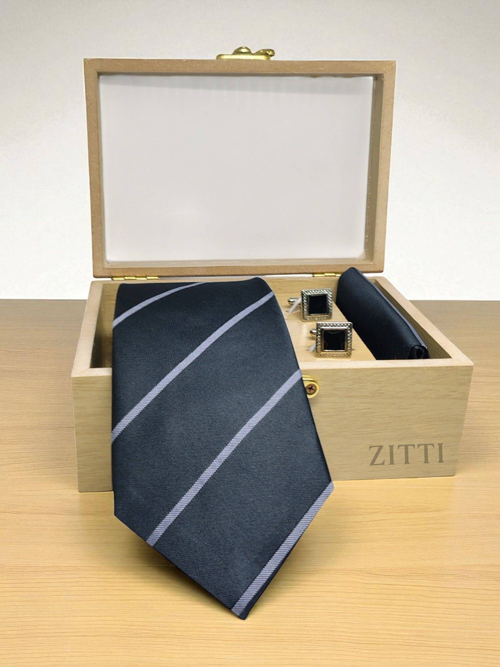     			ZITTI Black Stripes Silk Combo