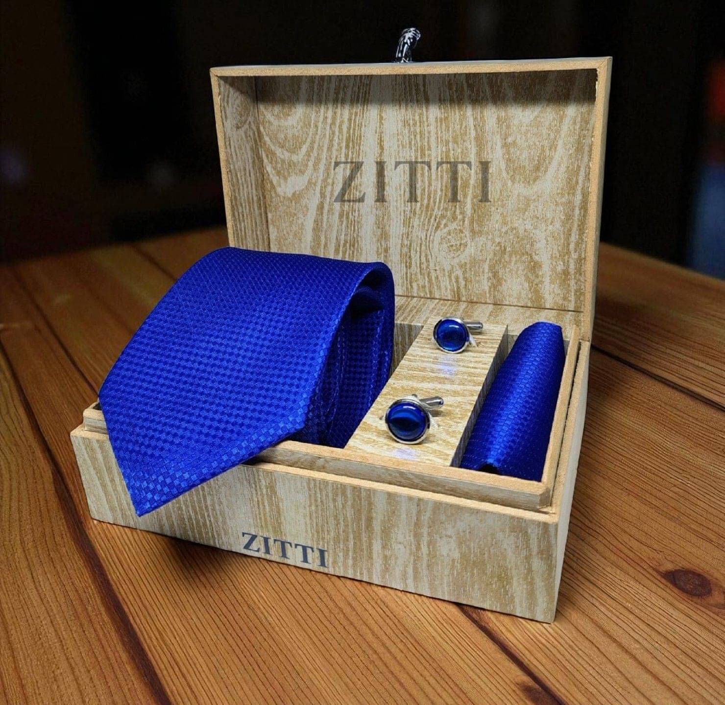     			ZITTI Blue Abstract Silk Combo