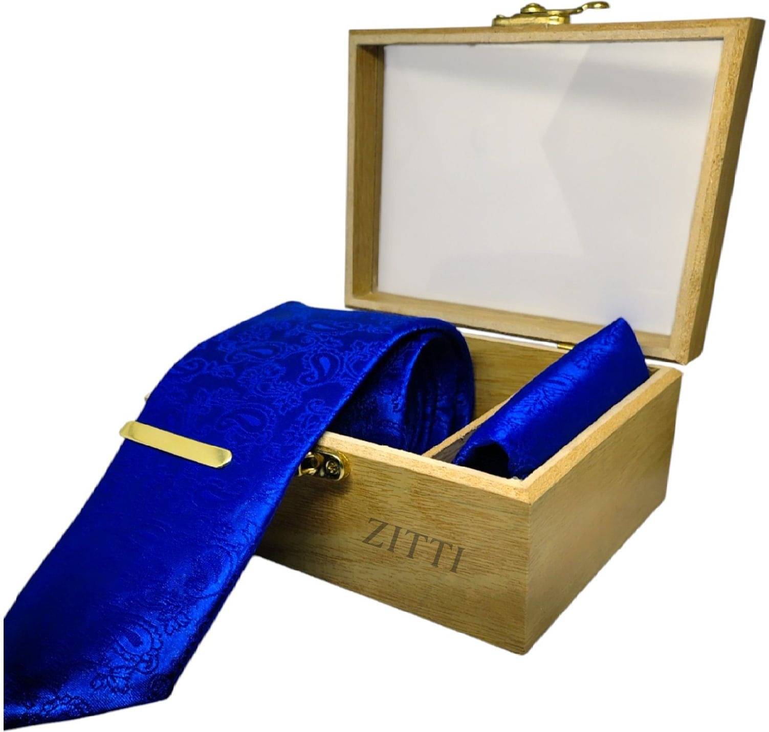     			ZITTI Blue Abstract Silk Combo