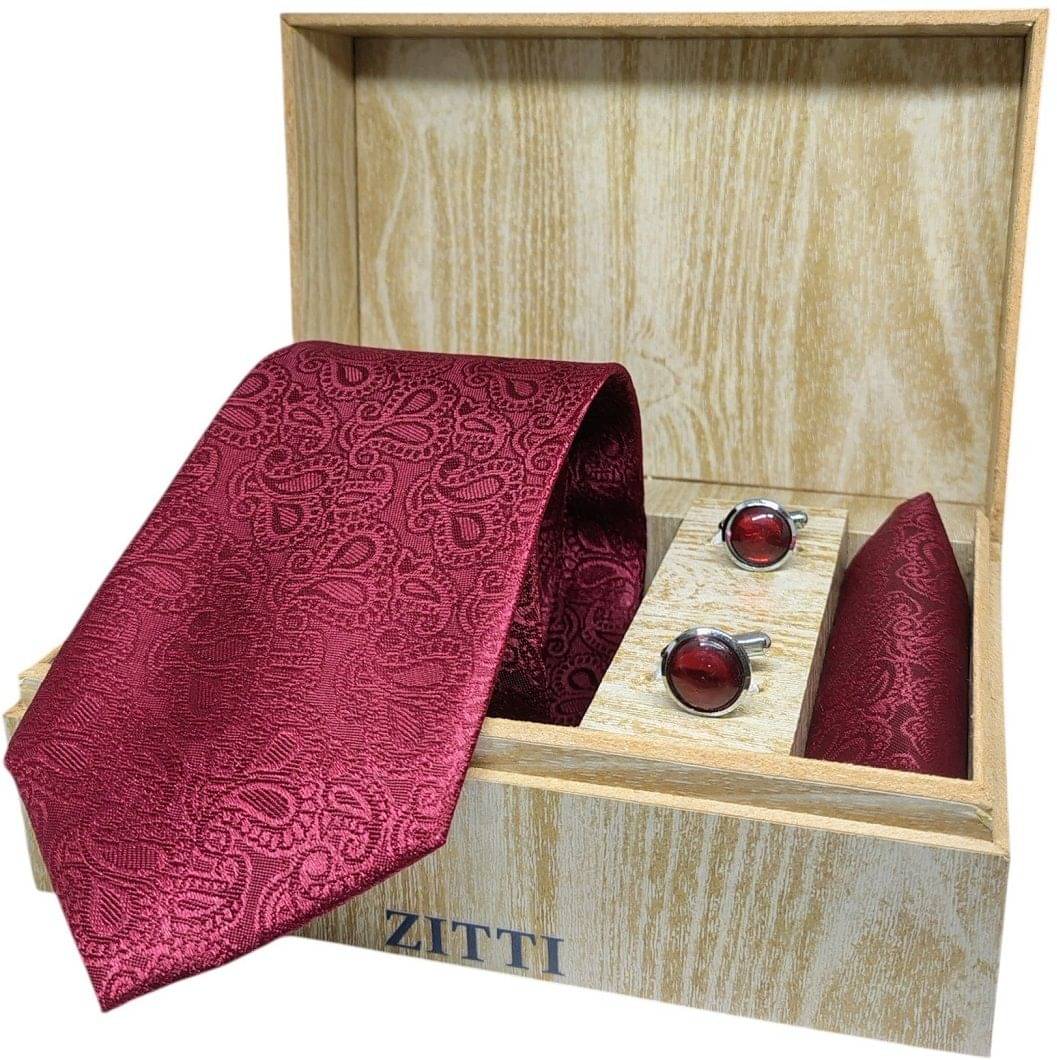     			ZITTI Maroon Abstract Silk Combo
