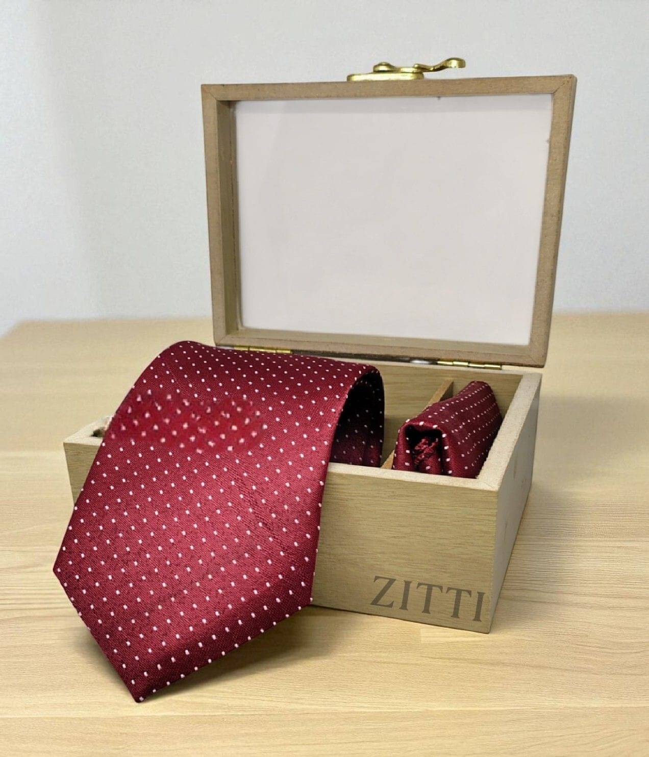     			ZITTI Maroon Polka Dots Silk Combo