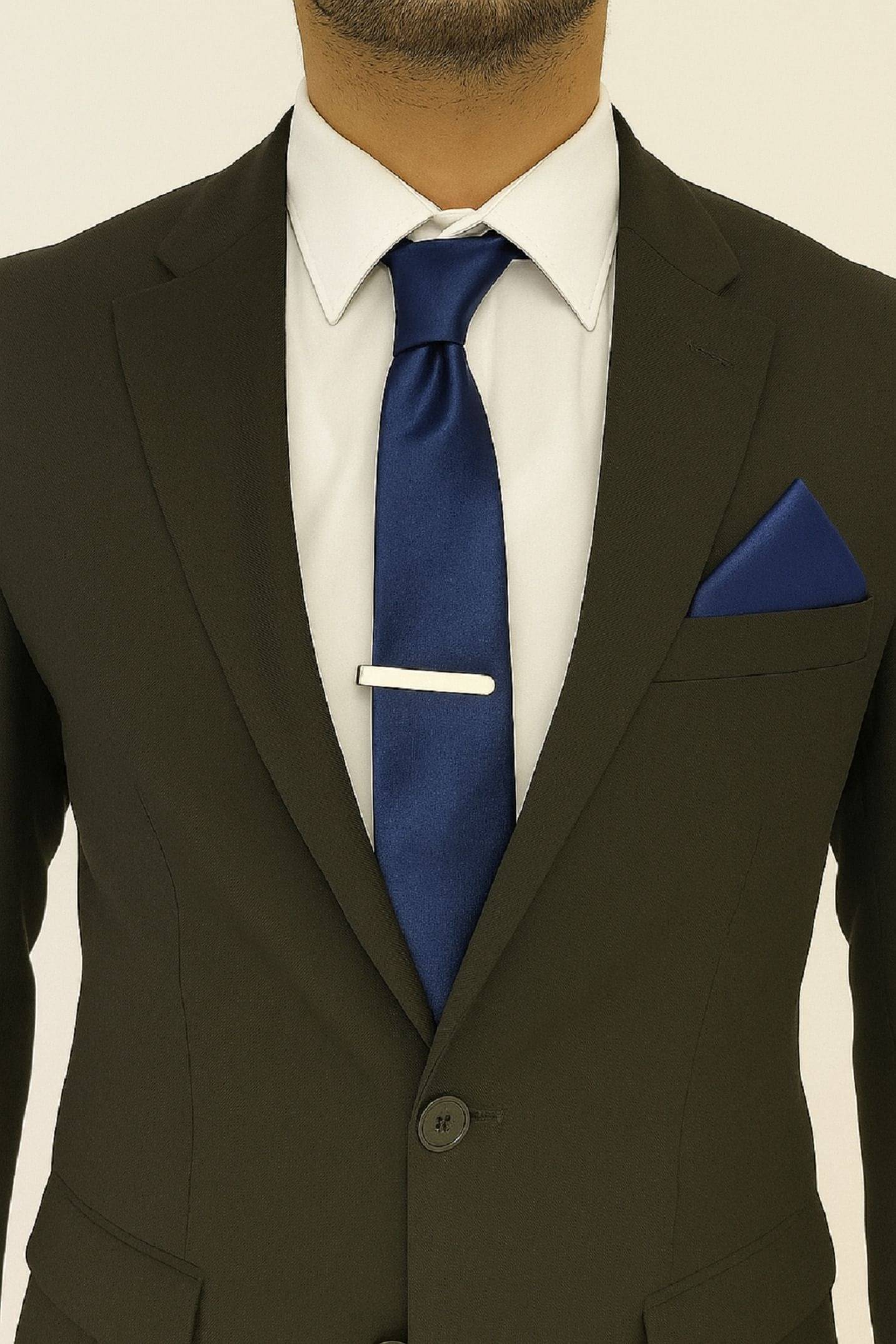     			ZITTI Navy Plain Silk Combo