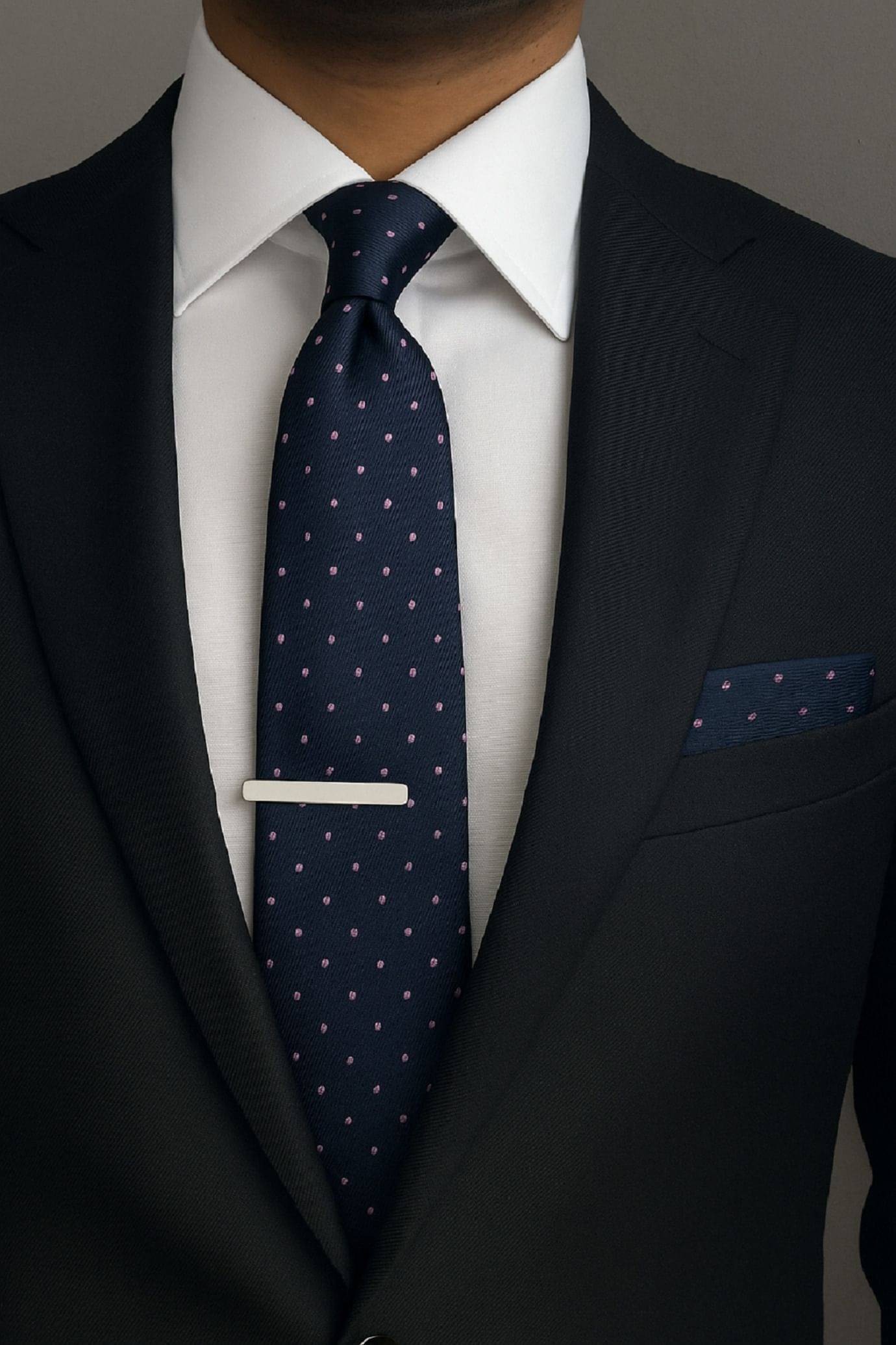     			ZITTI Navy Polka Dots Silk Combo