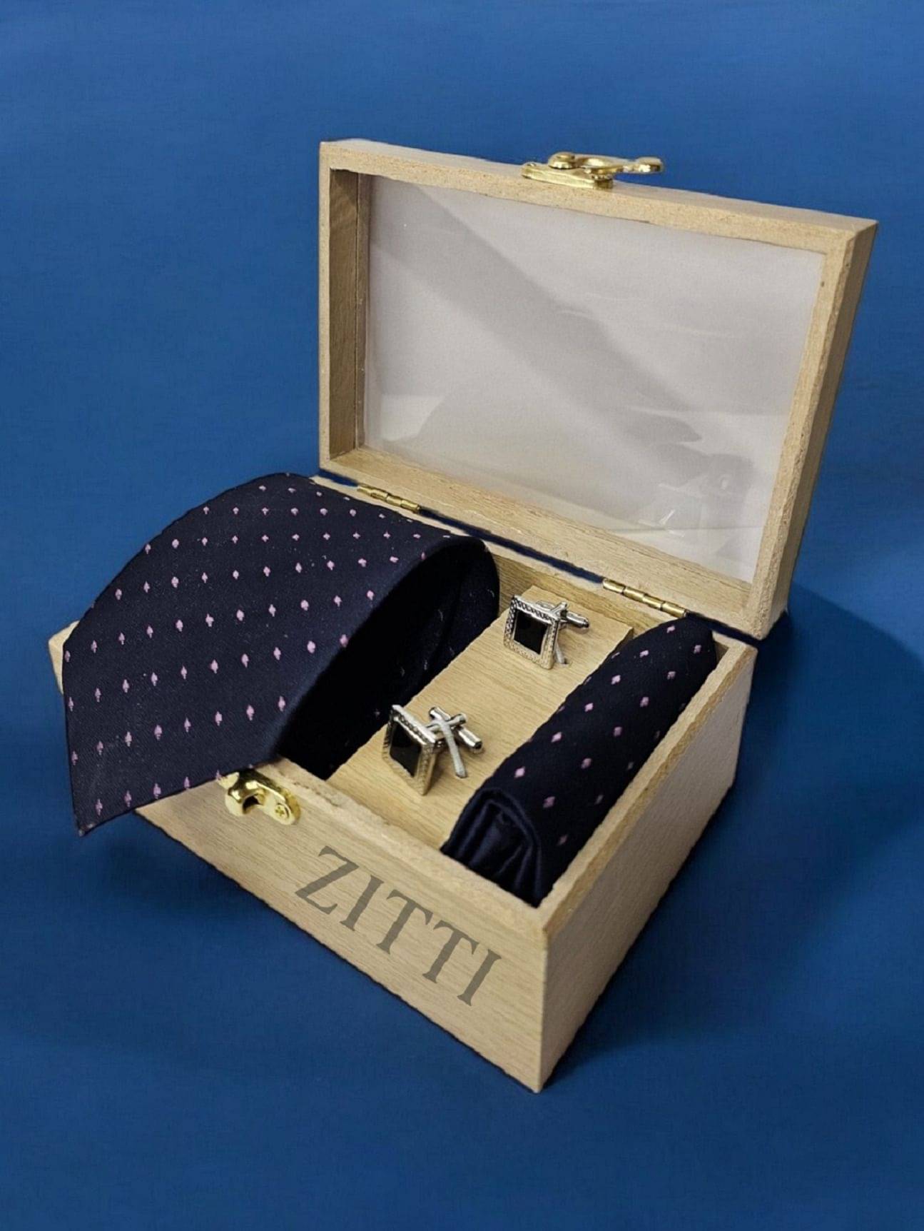     			ZITTI Navy Polka Dots Silk Combo
