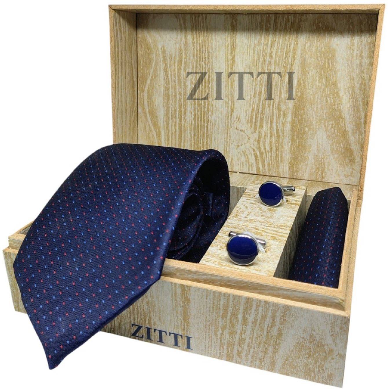     			ZITTI Navy Polka Dots Silk Combo