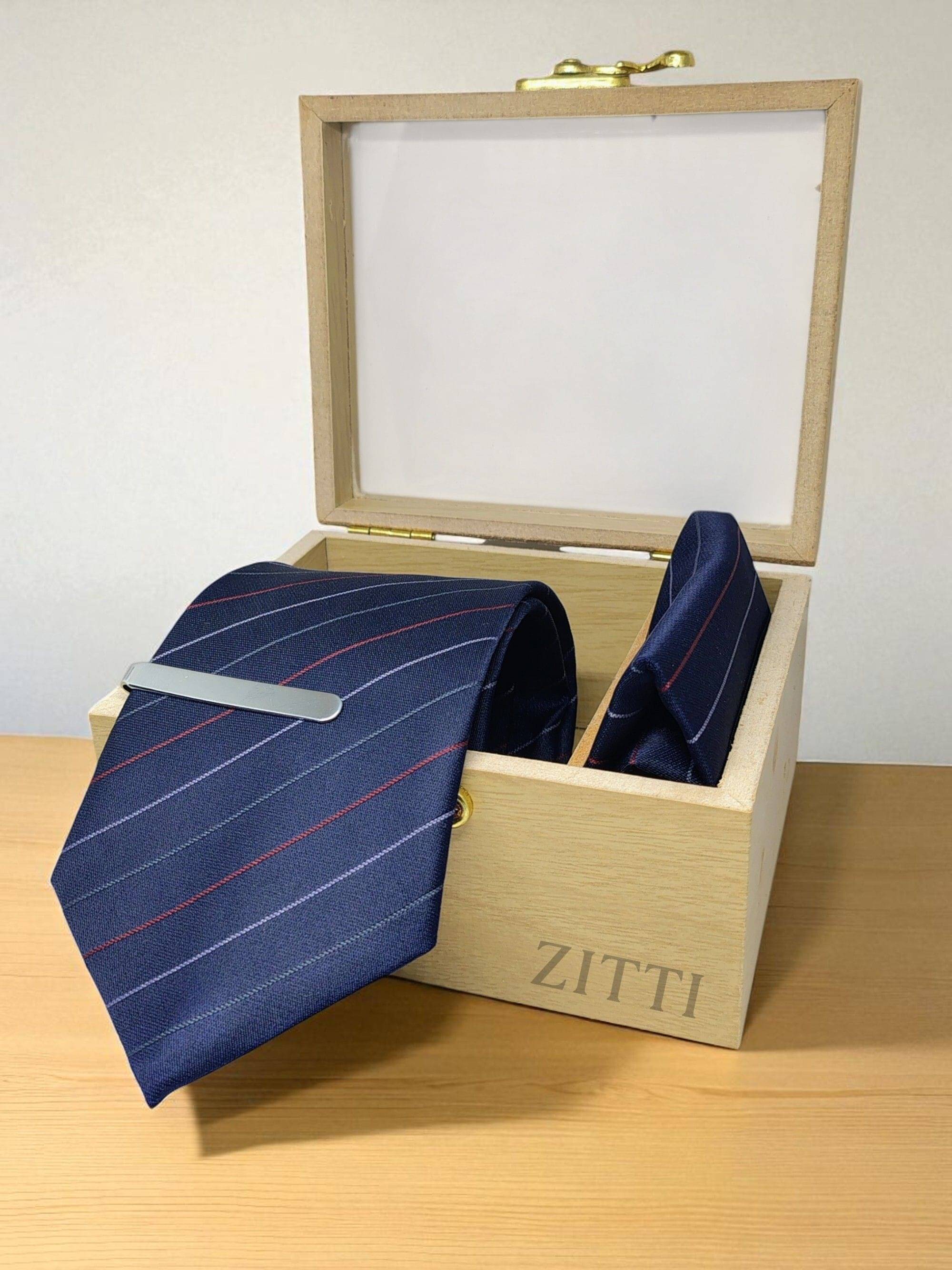     			ZITTI Navy Stripes Silk Combo