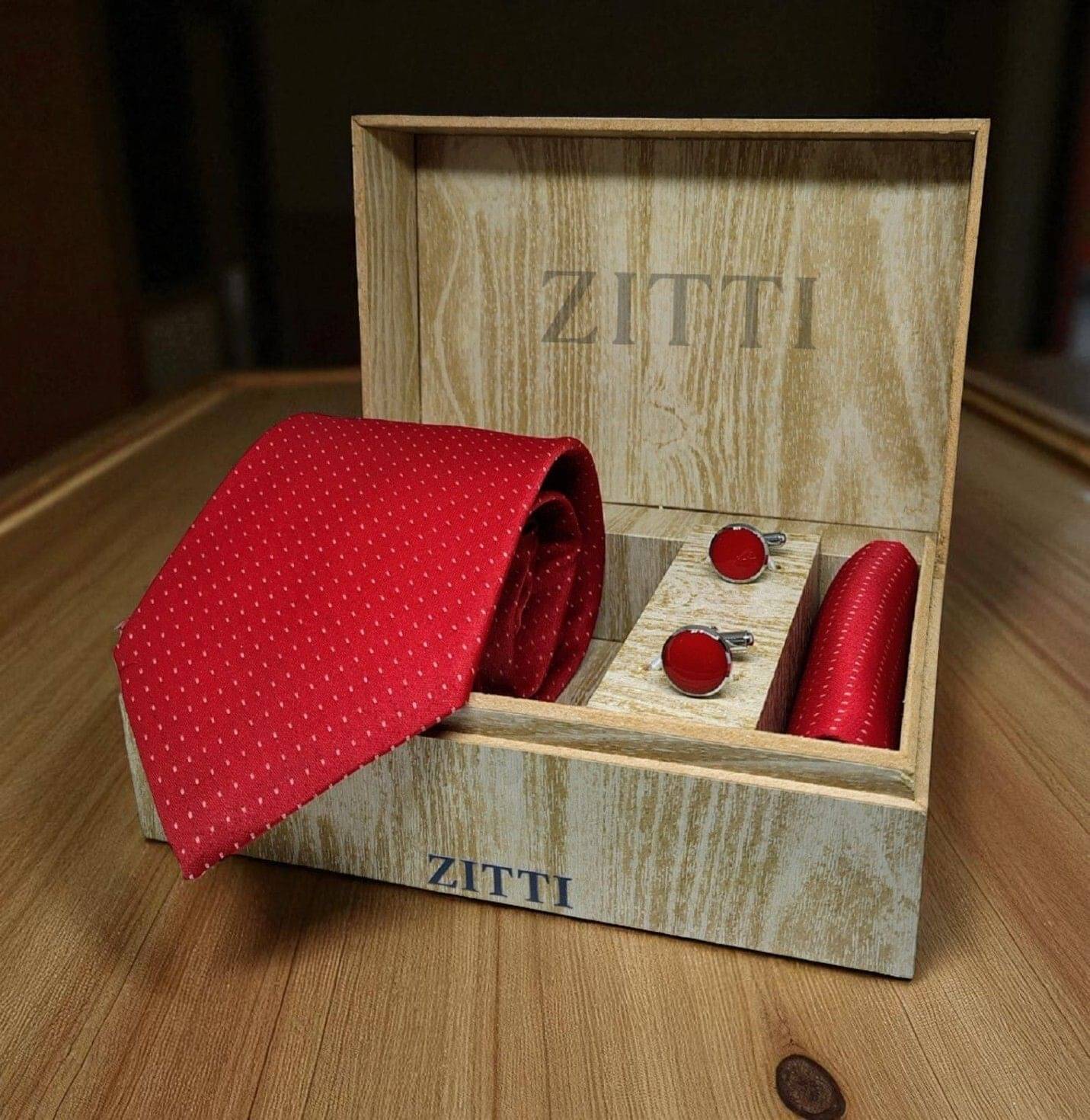     			ZITTI Red Abstract Silk Combo