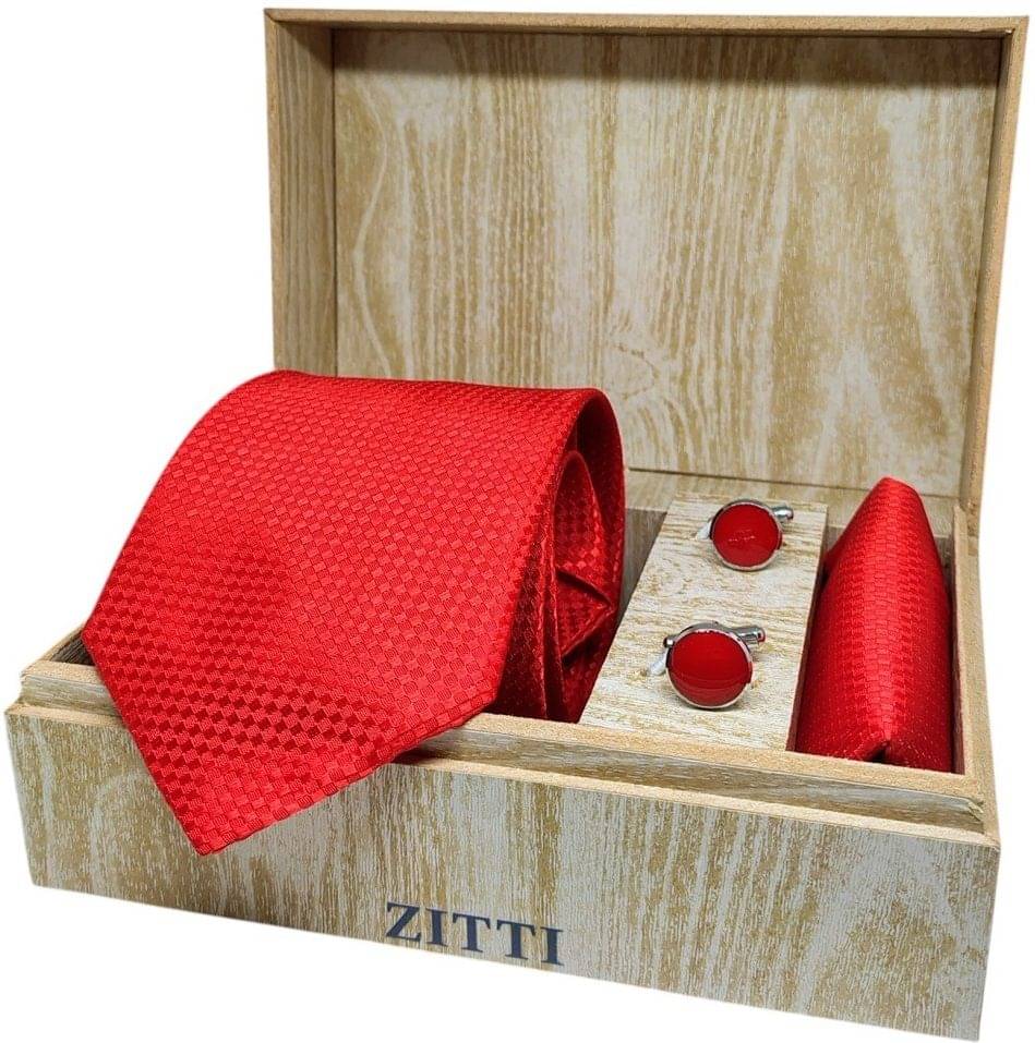     			ZITTI Red Abstract Silk Combo