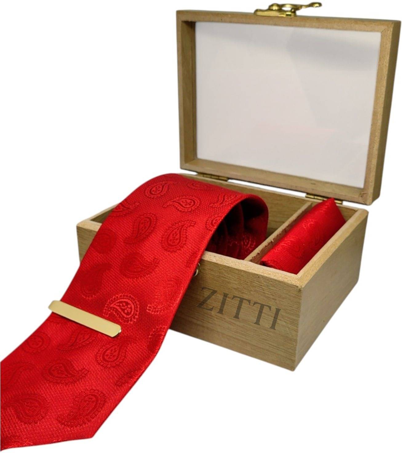     			ZITTI Red Abstract Silk Combo