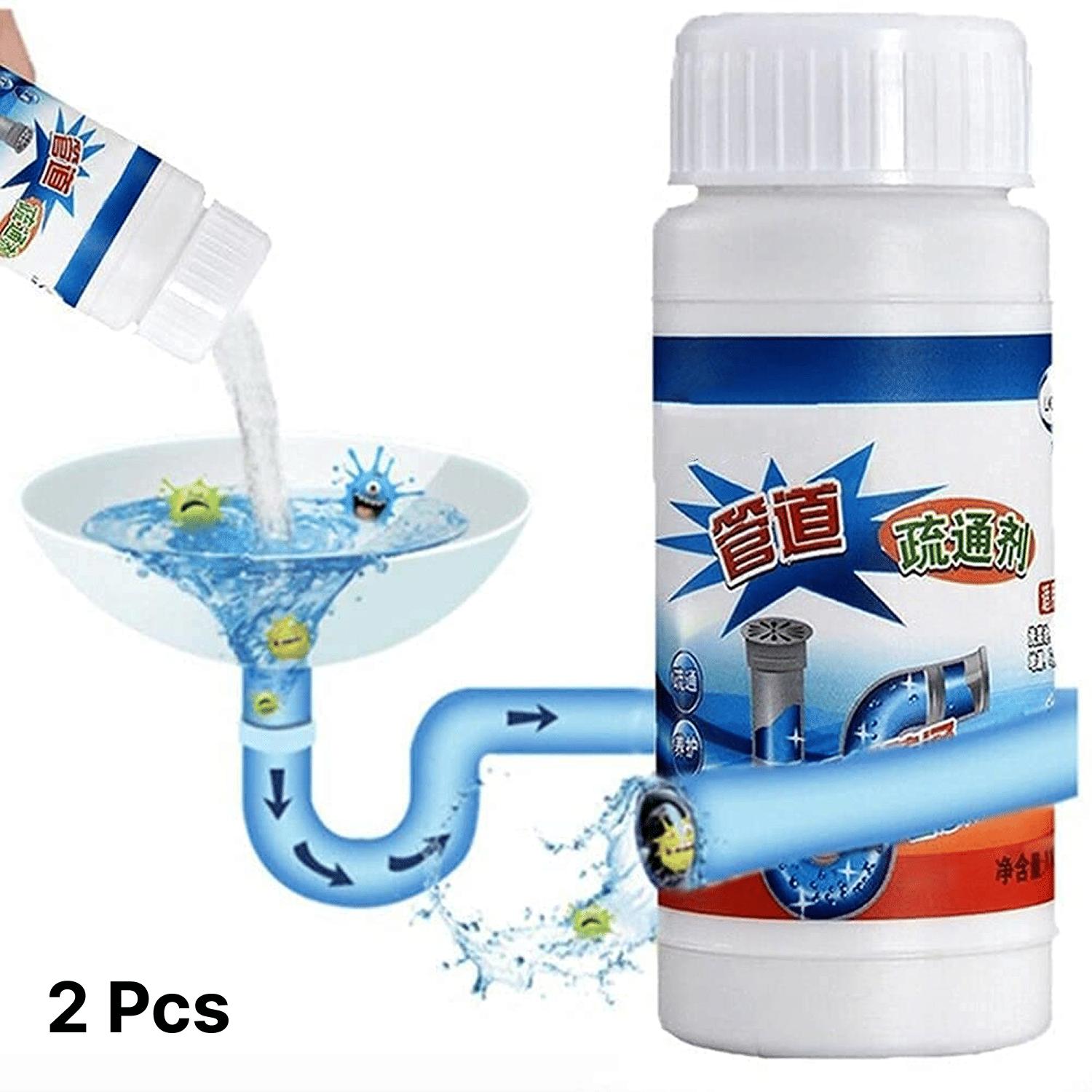     			2 pcs Sink & Drain Cleaner Powder | Powerful & Clog Remover Sink Cleaning Powder | Automatic Toilet Blockage Cleaner, Removes Clogs, Blockage in Washbasin, Septic Tank, Sinks, Pipes