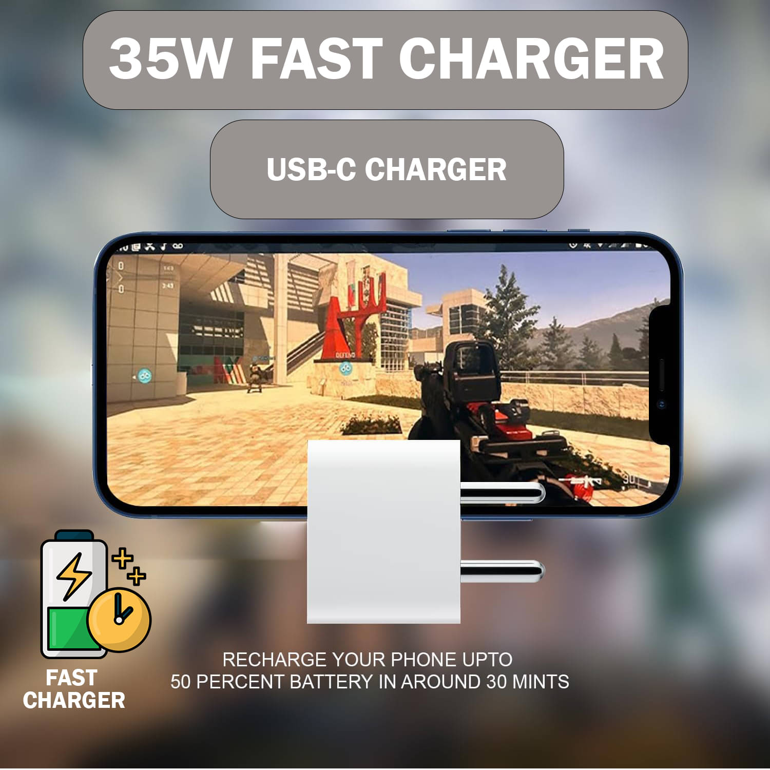     			35W Type-C Quick Charging Adapter | Lightweight and Durable Charger for Smartphones, Tablets, Laptops | Overheat, Overvoltage & Short Circuit Protection | Travel-Friendly
