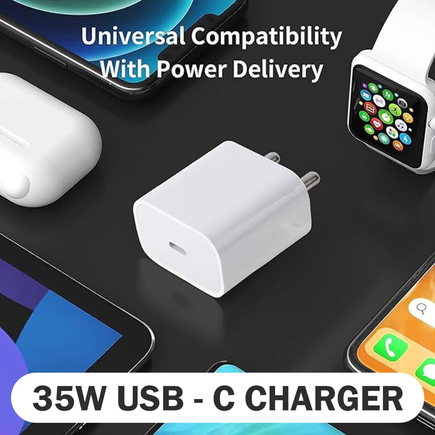     			35W Type-C Quick Charging Adapter | Lightweight and Durable Charger for Smartphones, Tablets, Laptops | Overheat, Overvoltage & Short Circuit Protection | Travel-Friendly
