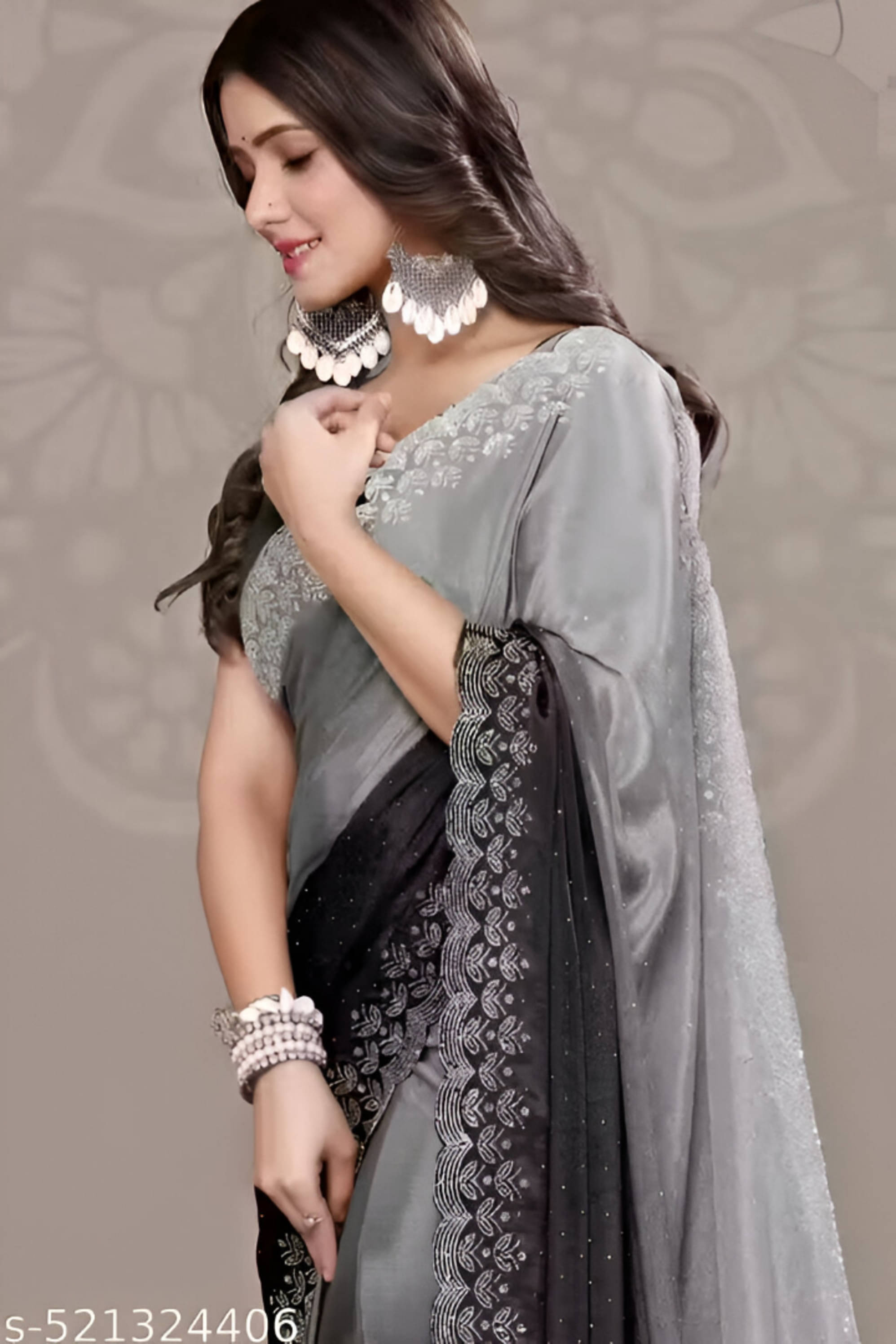     			AB Silk Chiffon Solid Regular Saree With Stitched Blouse ( Black )