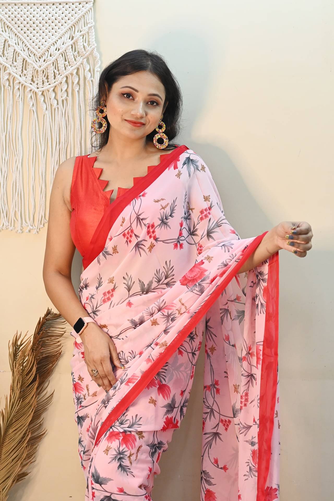     			ANAND SAREES Georgette Printed Ilkal Saree With Unstitched Blouse Piece ( PEACH )