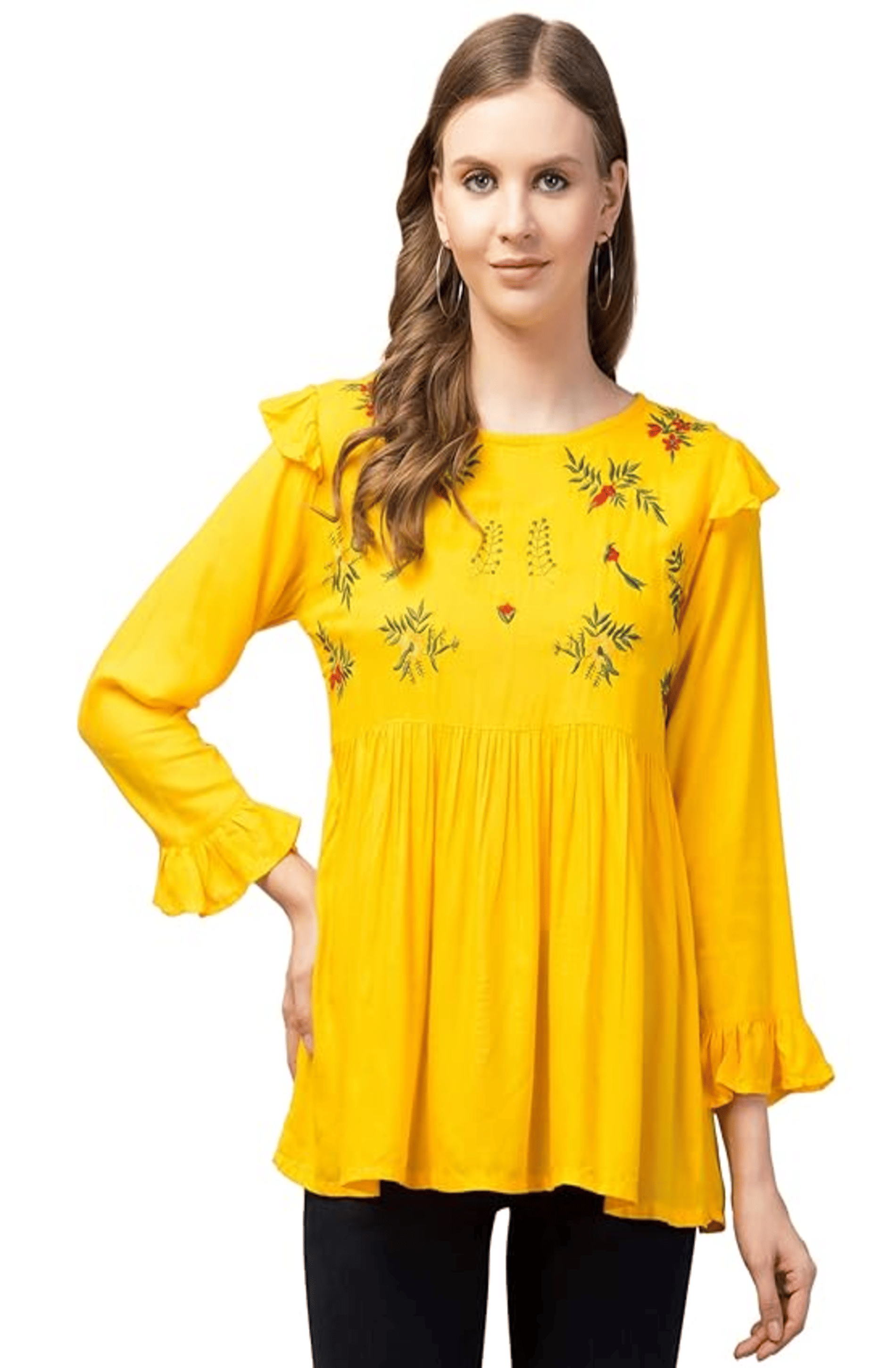     			ATIMUNA Women's Cotton Regular Top ( Yellow )