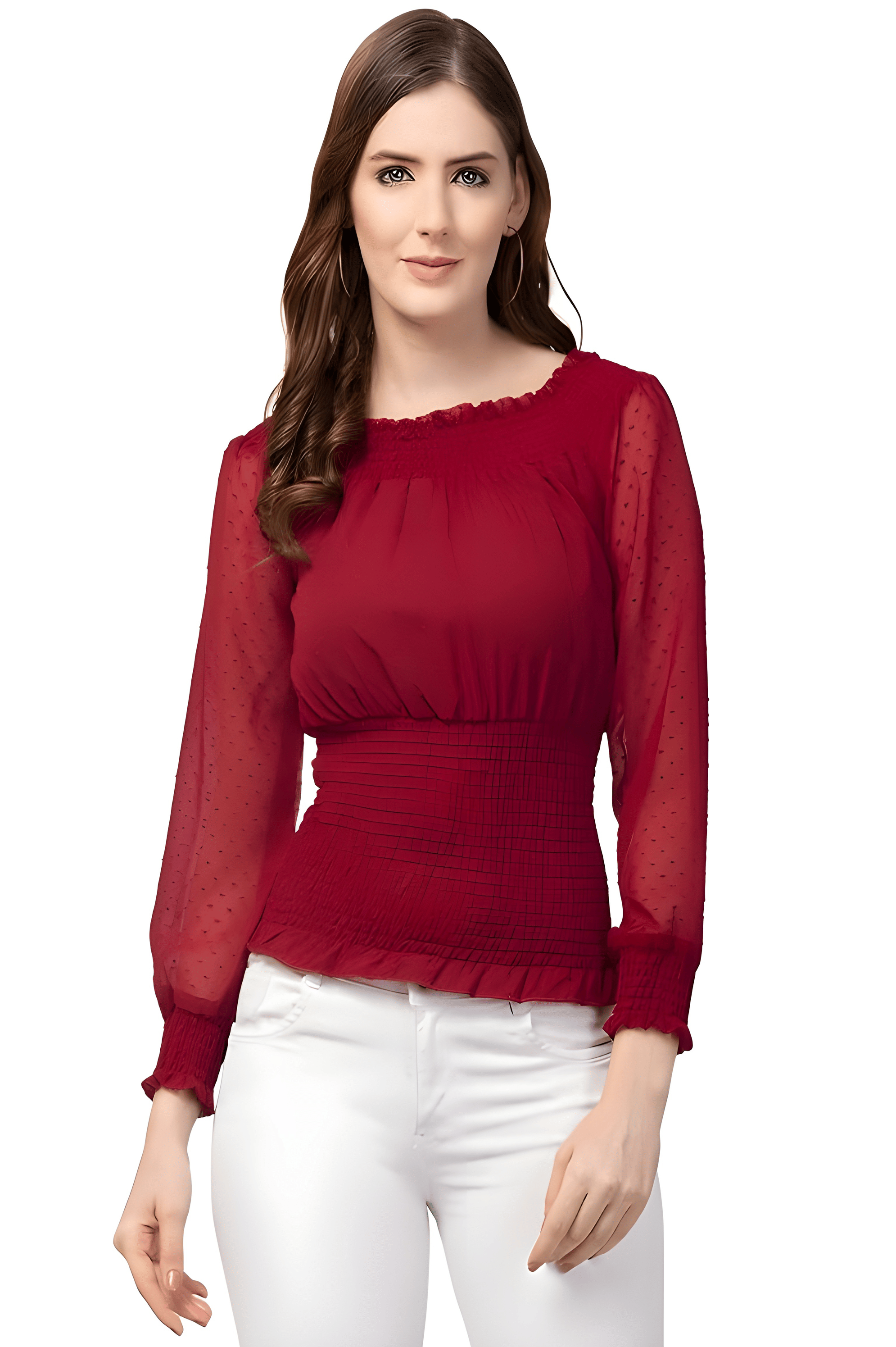     			ATIMUNA Women's Georgette Regular Top ( Maroon )