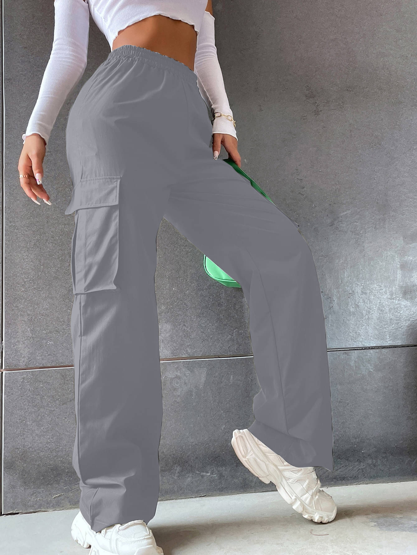     			Aahwan Women Cotton Blend Casual Trousers ( Grey )