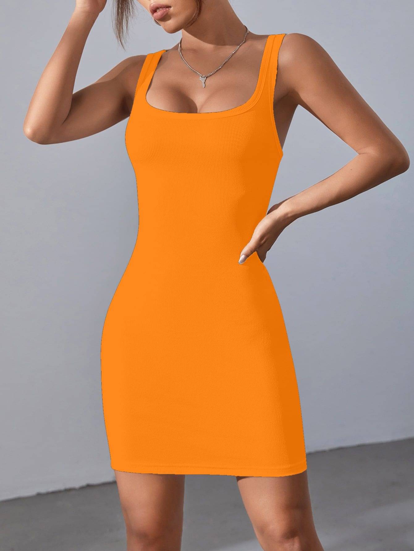     			Aahwan Women Polyester Solid Bodycon Dress ( Orange )