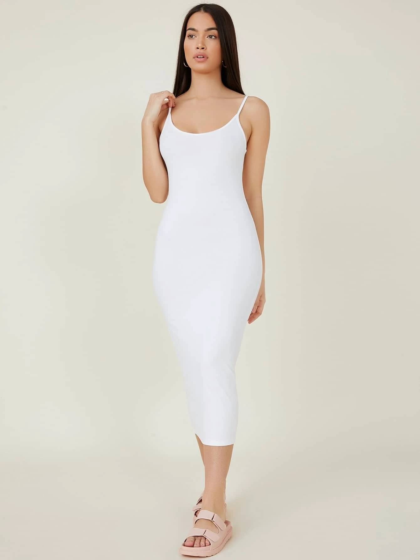     			Aahwan Women Polyester Solid Bodycon Dress ( White )
