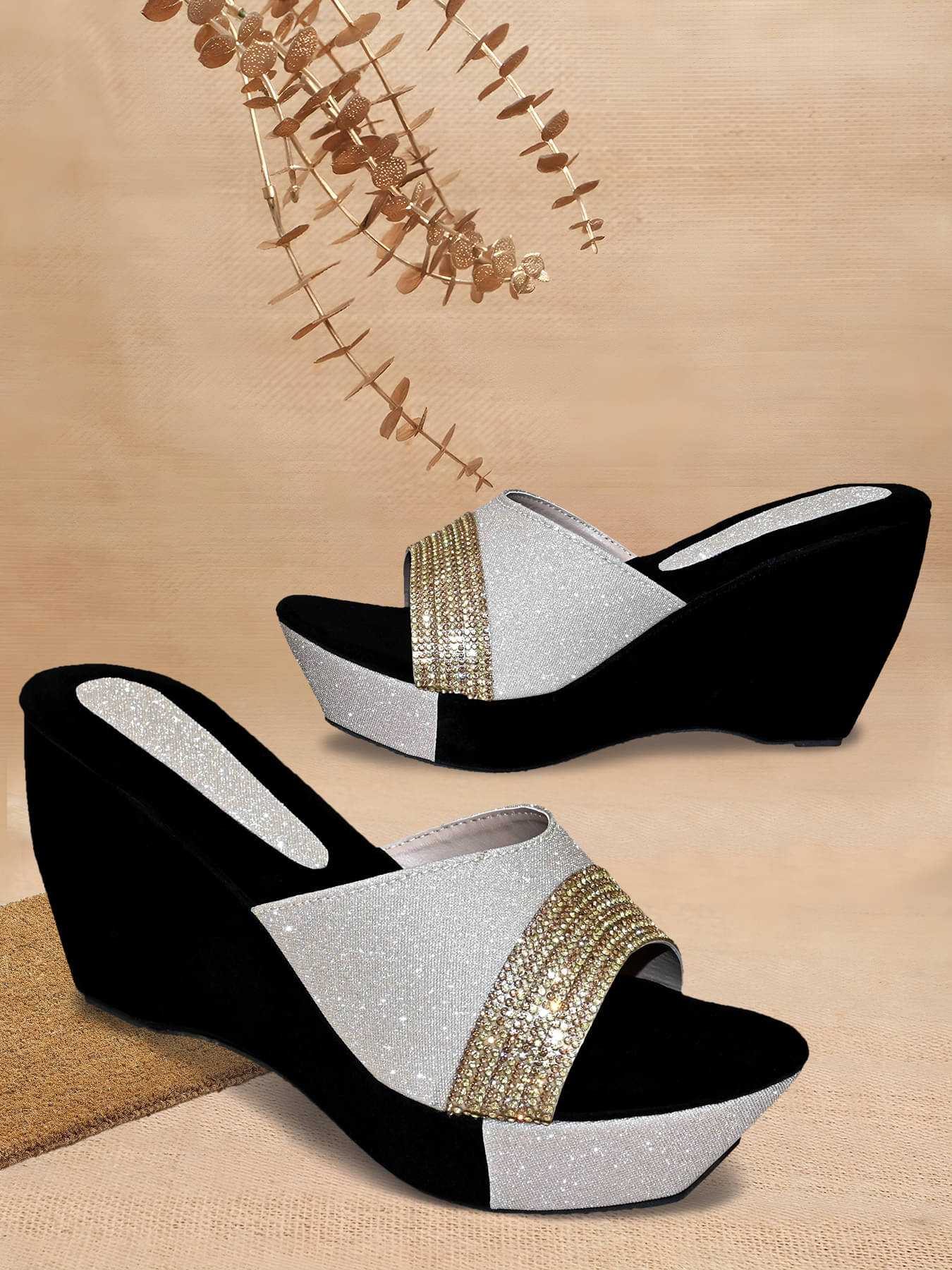     			Altek Gold Women's Slip On Heels