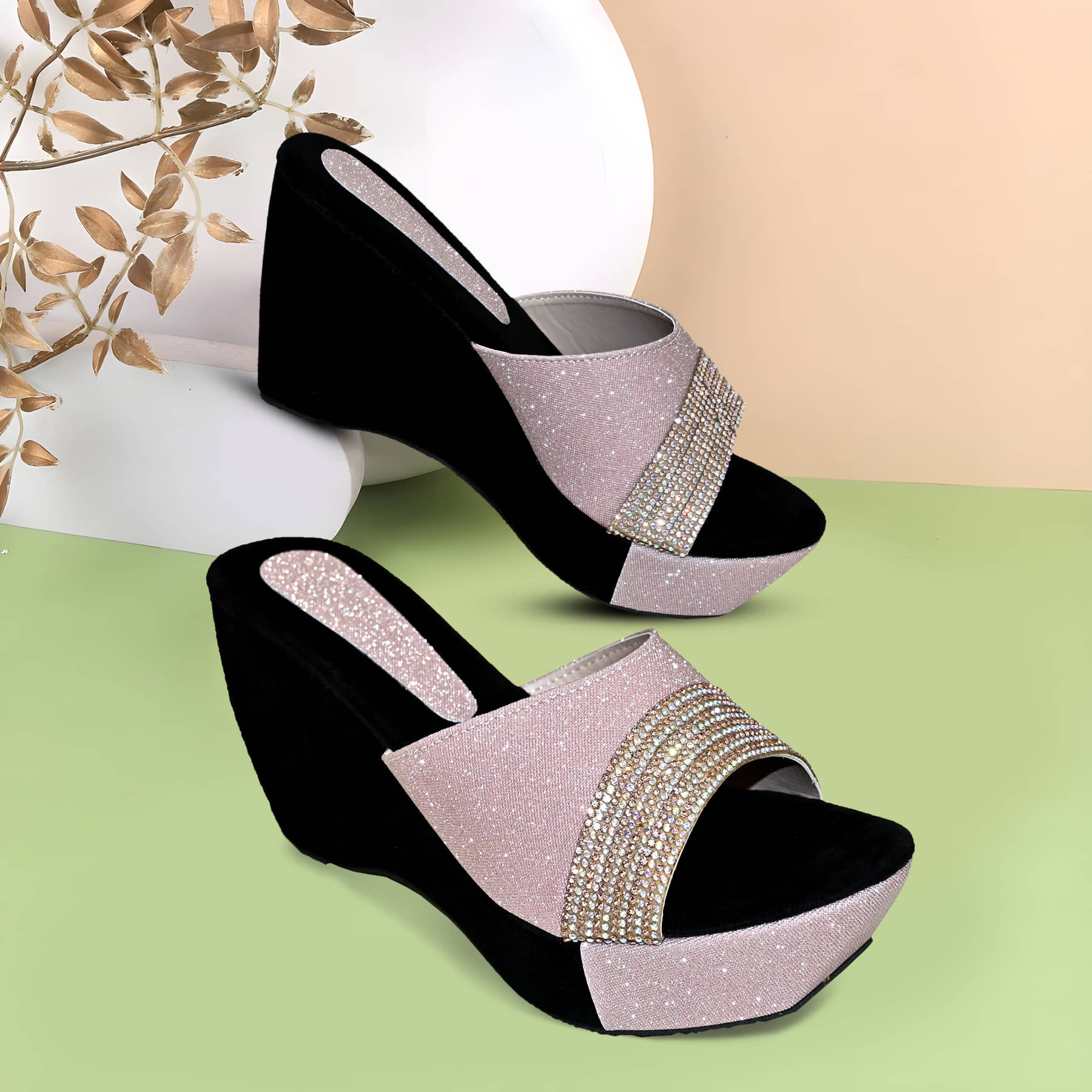 Altek Peach Women's Slip On Heels - Heels | Buy online on ZillyBuy