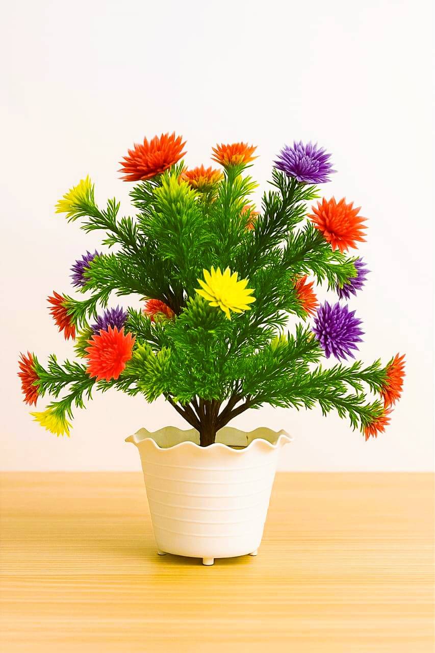     			Artificial Multi-Color Flower Plant with Pot