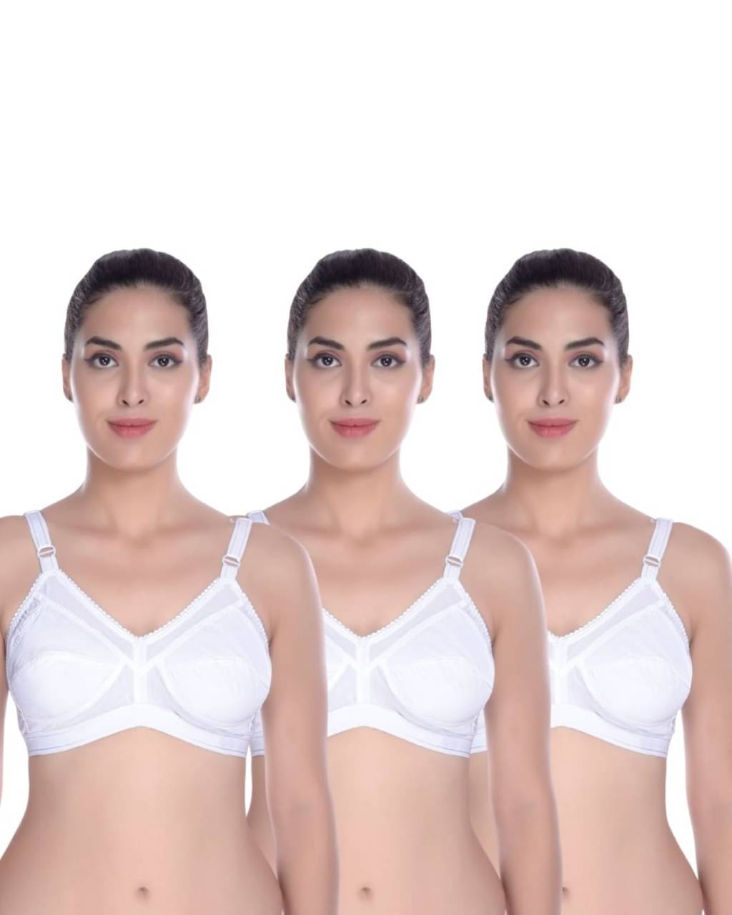 Assion Pie Pack of 3 Cotton Non Padded T-Shirt Bra For Women ( White ) Assion Pie Pack of 3 Cotton Non Padded T-Shirt Bra For Women ( White )