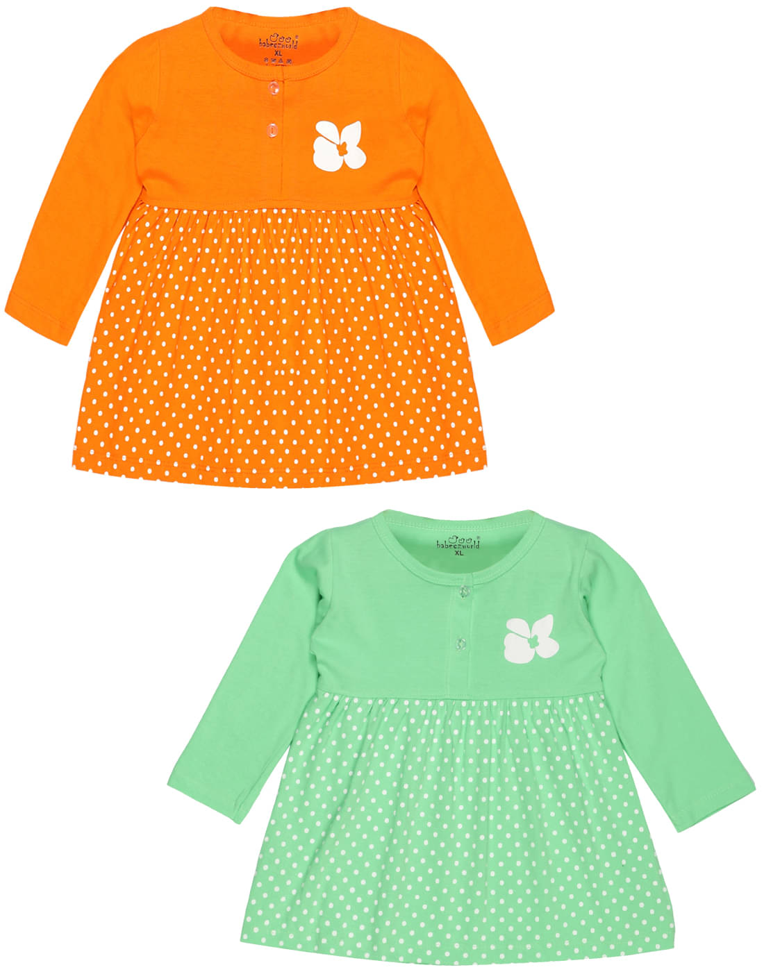     			Babeezworld Pack of 2 Baby Girls Cotton Dress ( Multicolor )