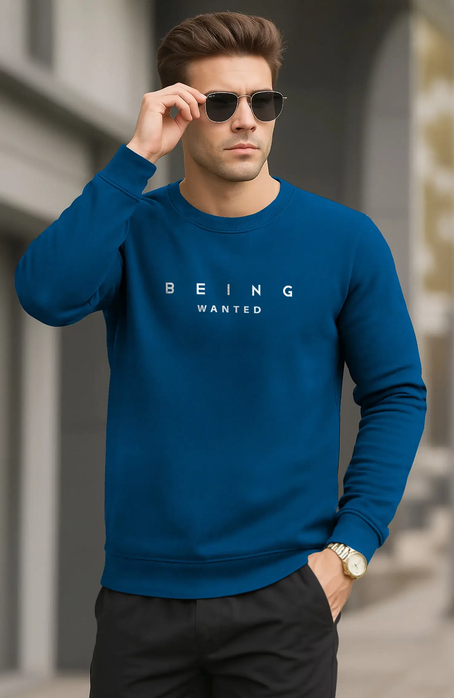     			Being Wanted Cotton Round Neck Men's Sweatshirt - Lime Green ( Pack of 1 )