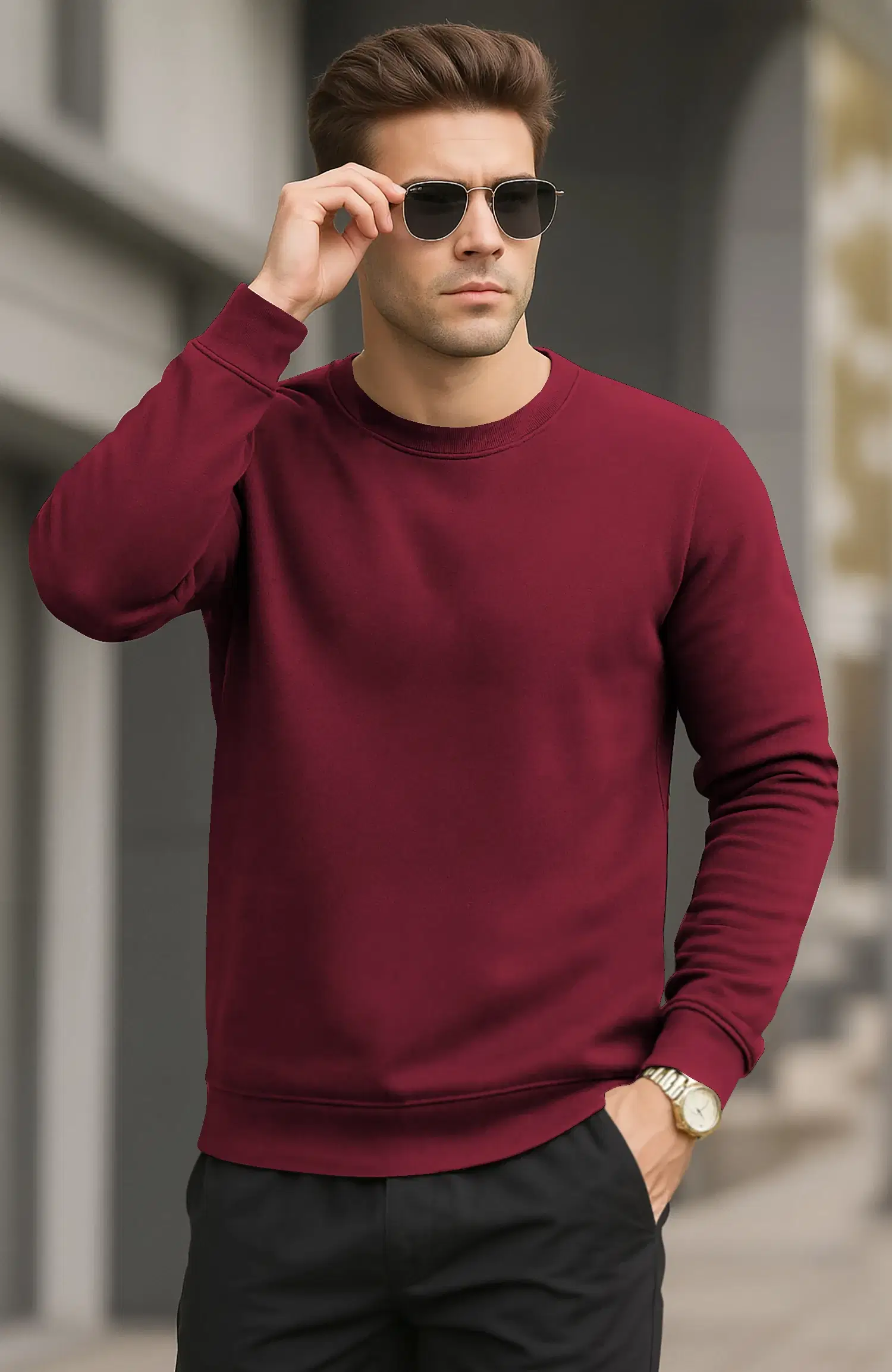     			Being Wanted Cotton Round Neck Men's Sweatshirt - Maroon ( Pack of 1 )