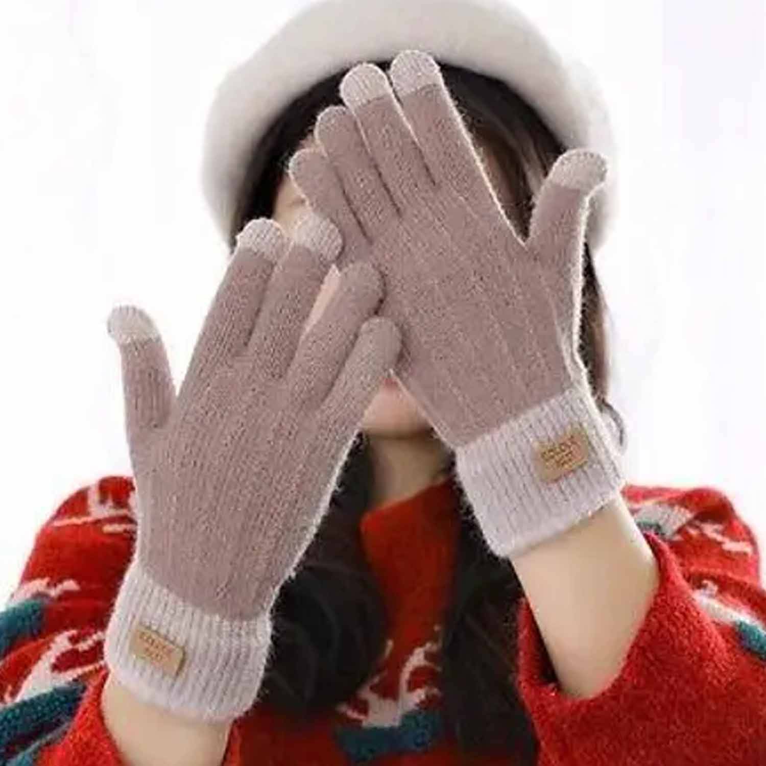     			Bizarro.in Brown Women's Woollen Gloves ( Pack of 2 )