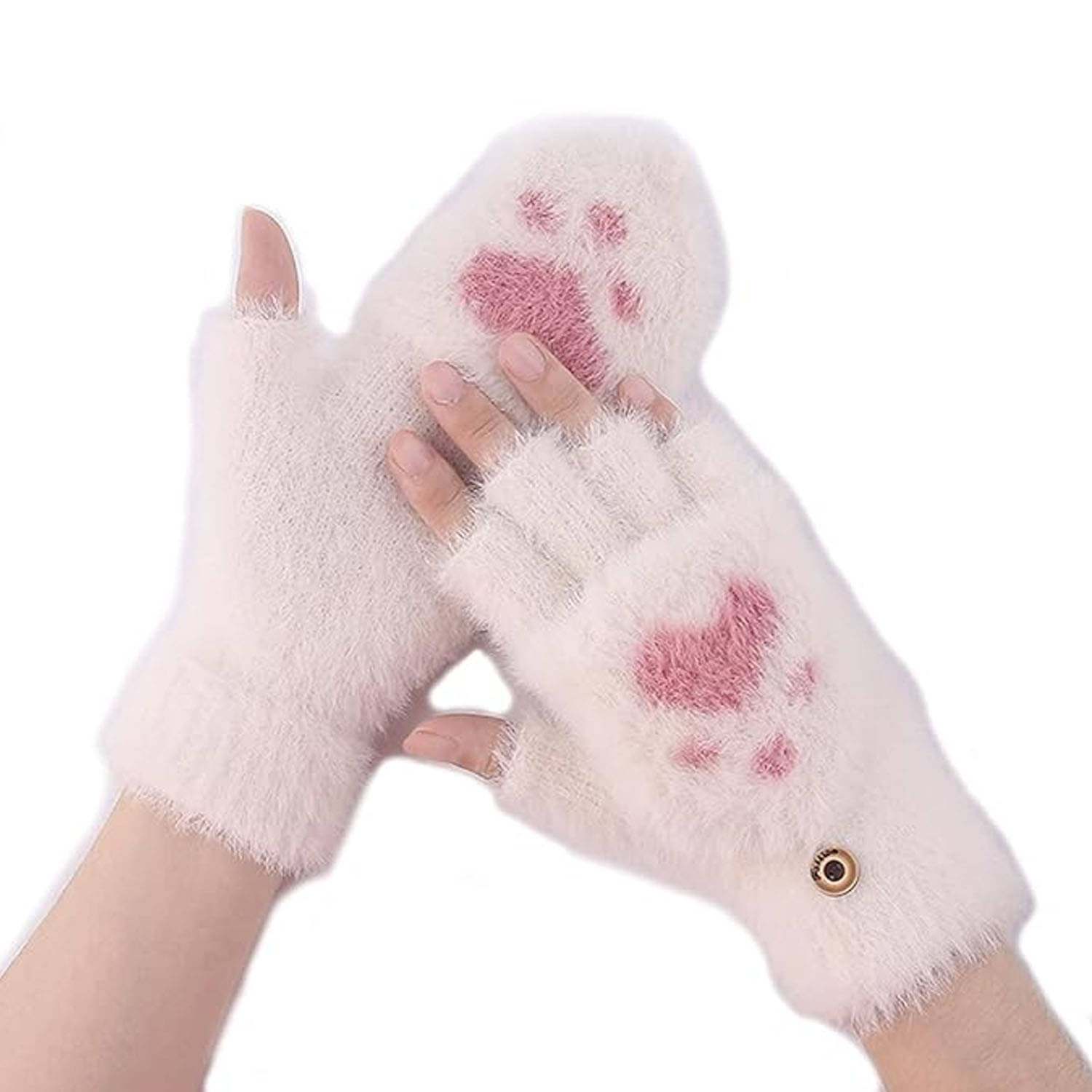     			Bizarro.in Cream Color Women's Woollen Gloves ( Pack of 2 )