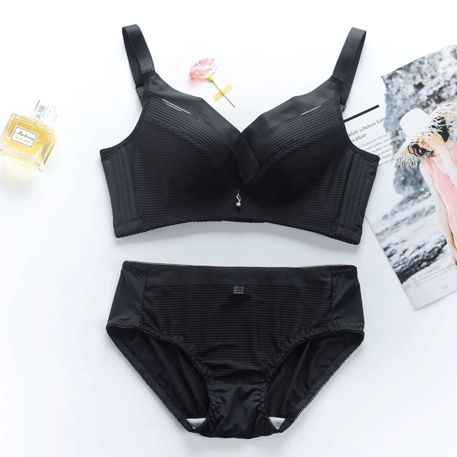 Brifesha Cotton Lycra Lightly Padded Bra & Panty Set ( Black , Pack of 1 ) Brifesha Cotton Lycra Lightly Padded Bra & Panty Set ( Black , Pack of 1 )