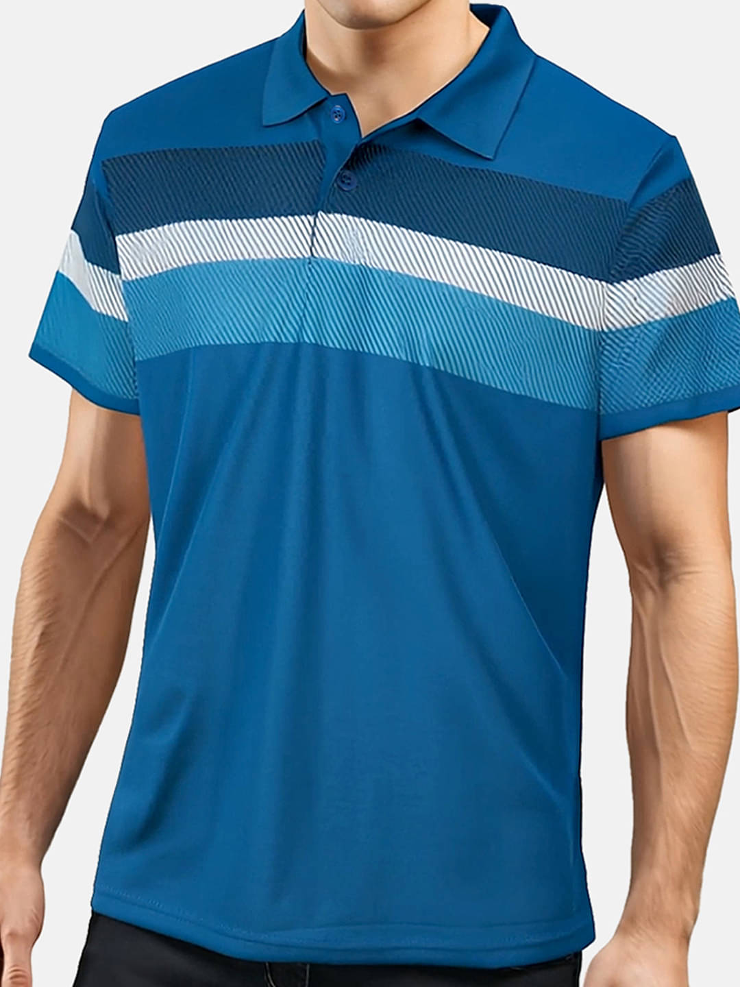     			COCOSOUL Men Polyester Regular Fit Printed Polo T Shirt ( Teal Blue )