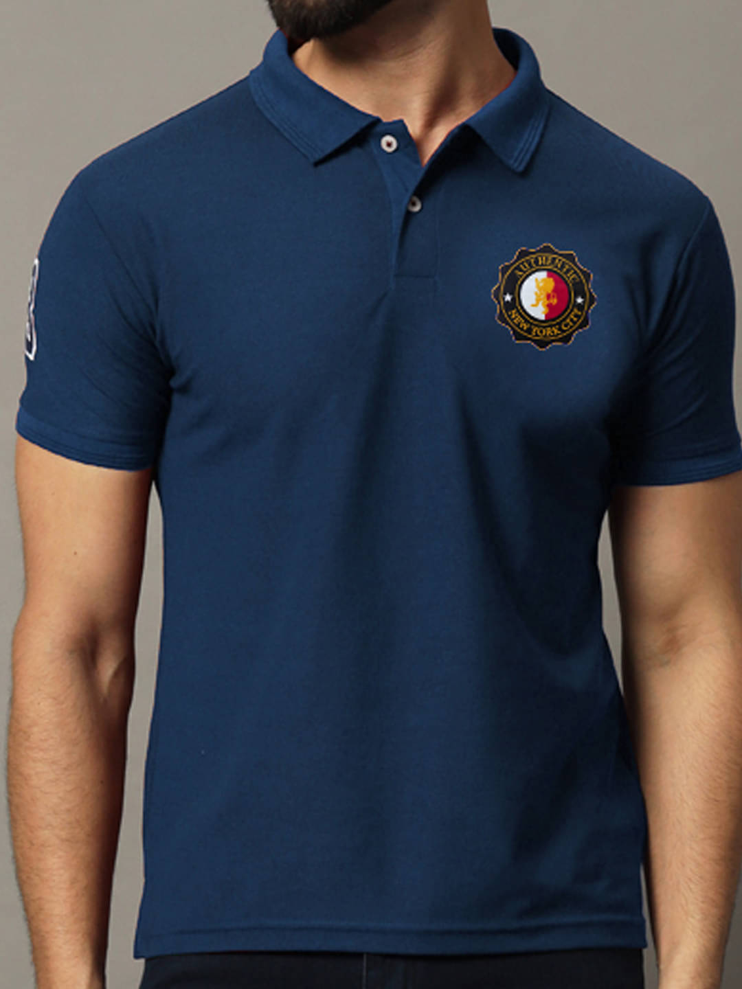     			COCOSOUL Men Polyester Regular Fit Printed Polo T Shirt ( Blue )