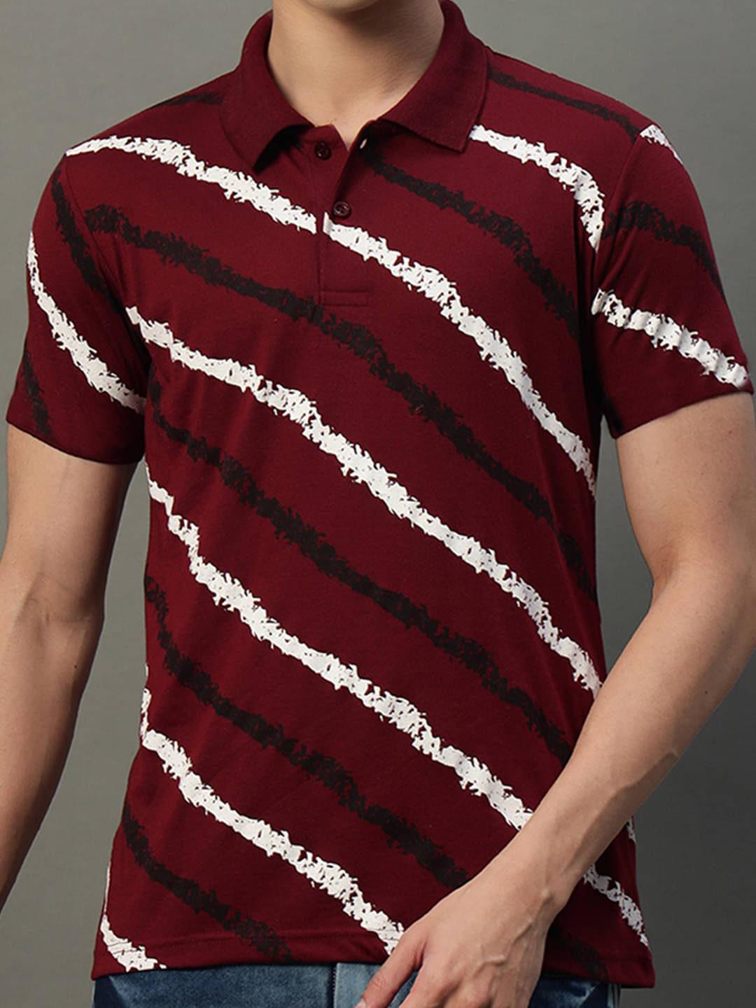     			COCOSOUL Men Polyester Regular Fit Printed Polo T Shirt ( Maroon )