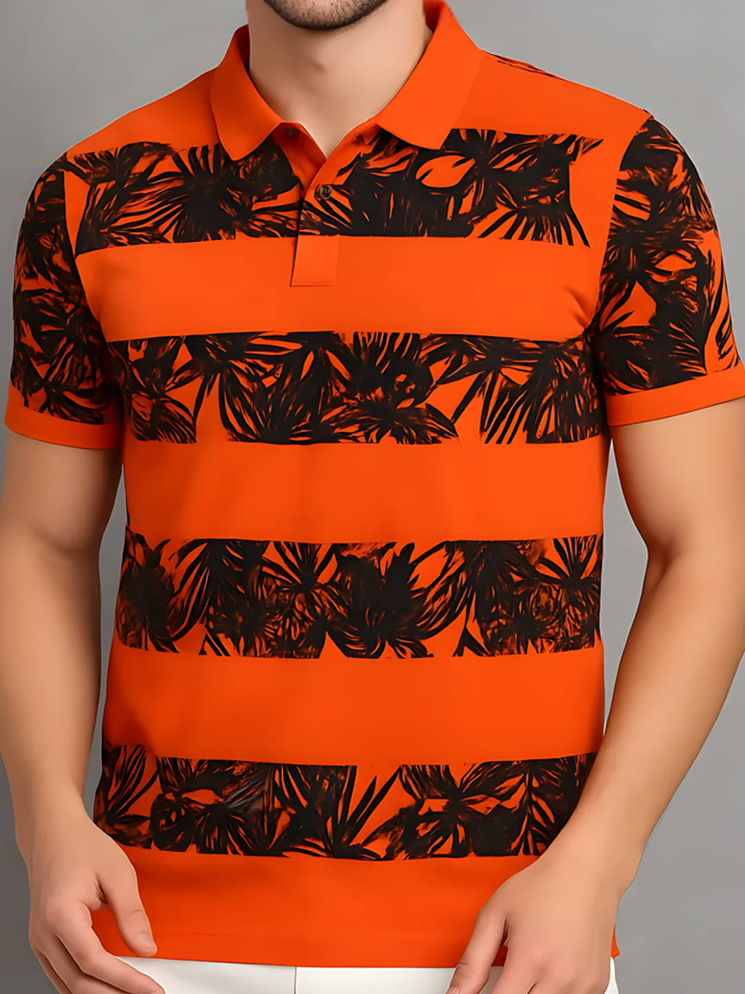     			COCOSOUL Men Polyester Regular Fit Printed Polo T Shirt ( Orange )