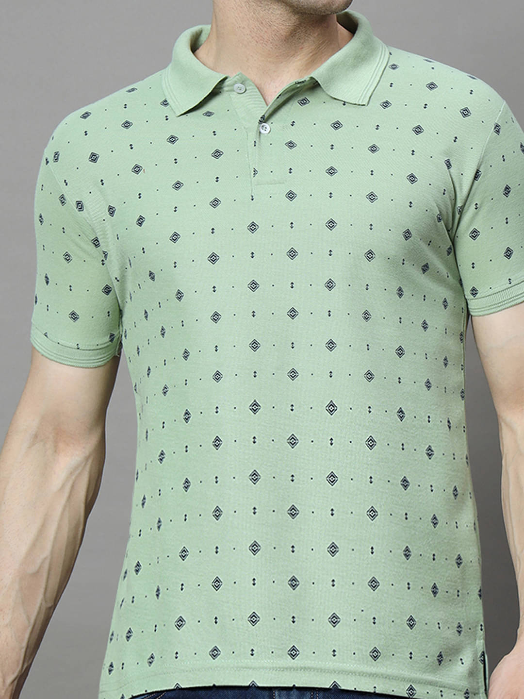 COCOSOUL Men Polyester Regular Fit Printed Polo T Shirt ( Sea Green )     			COCOSOUL Men Polyester Regular Fit Printed Polo T Shirt ( Sea Green )