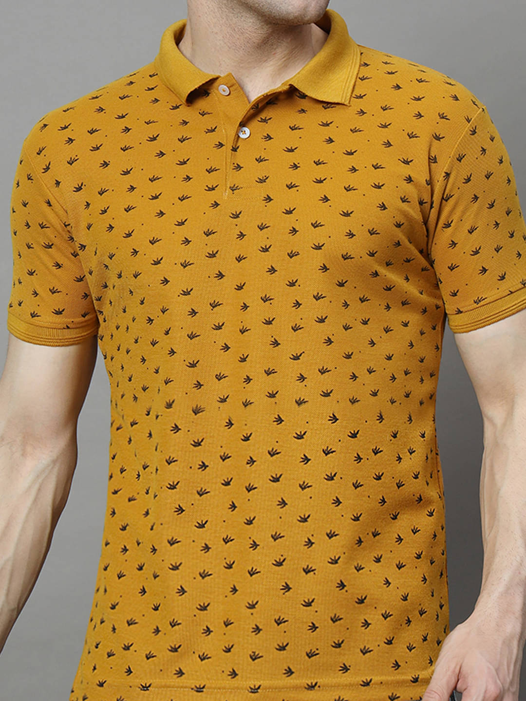     			COCOSOUL Men Polyester Regular Fit Printed Polo T Shirt ( Mustard )