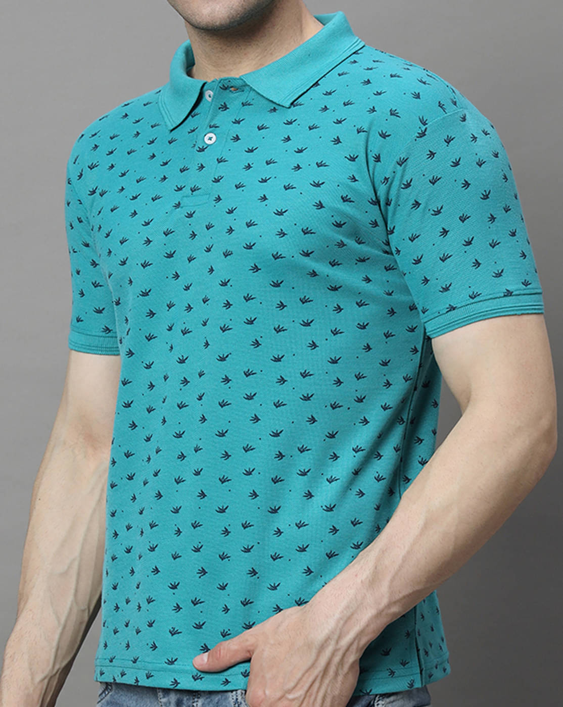     			COCOSOUL Men Polyester Regular Fit Printed Polo T Shirt ( Green )